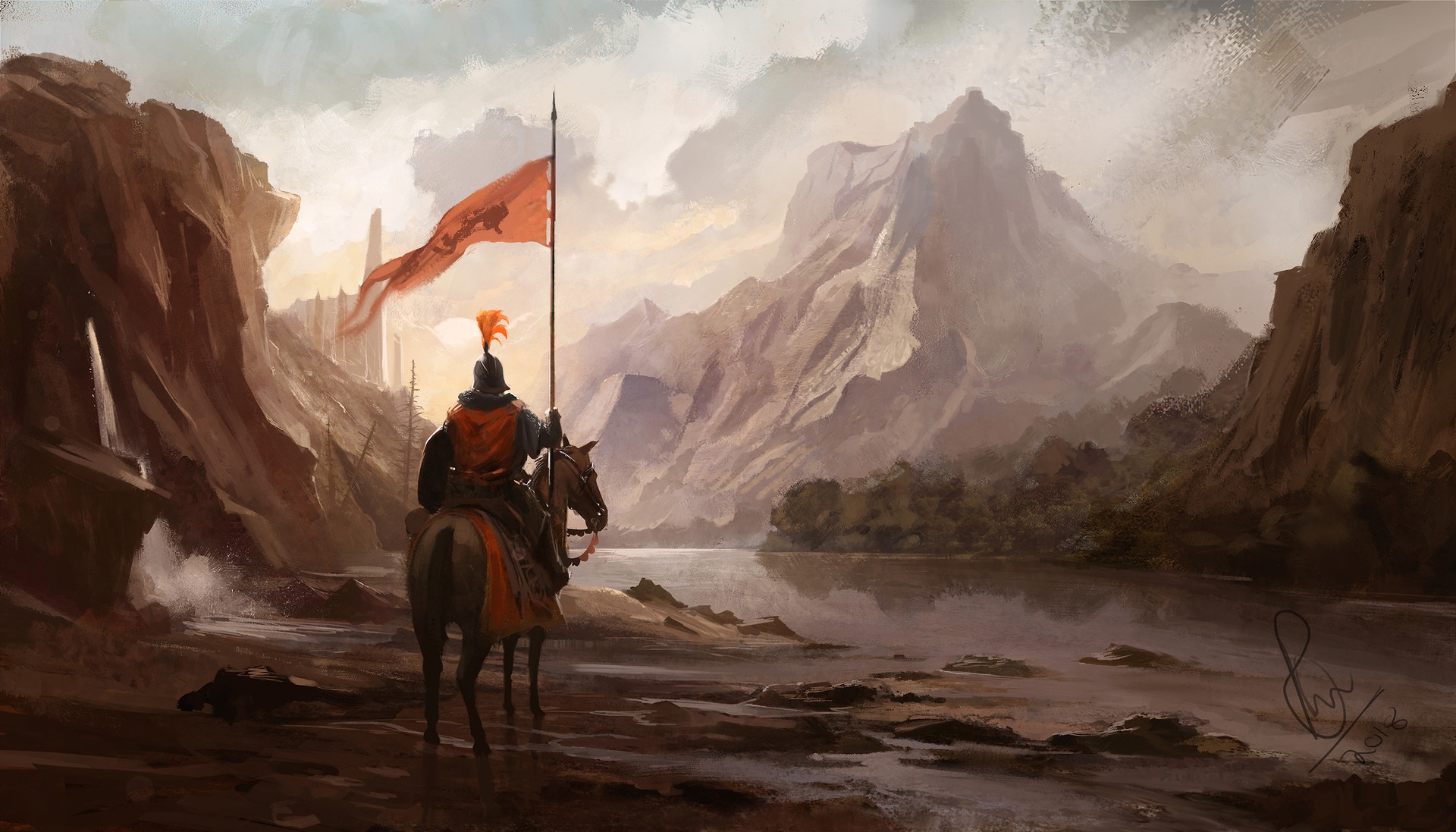 無料モバイル壁紙風景, ファンタジー, 馬, 戦士, 騎士, バナーをダウンロードします。