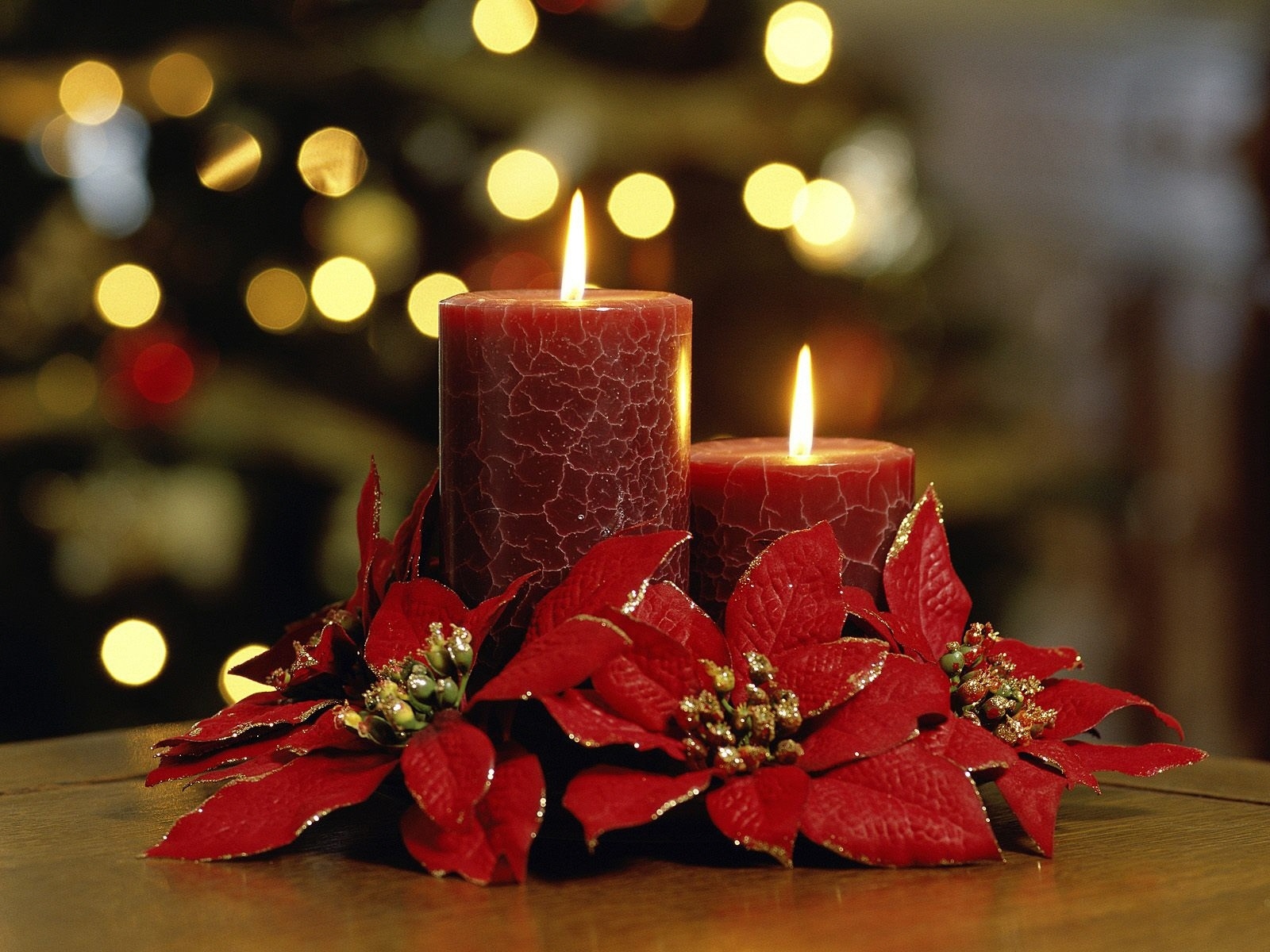 Download mobile wallpaper Flower, Christmas, Holiday, Decoration, Bokeh, Candle for free.