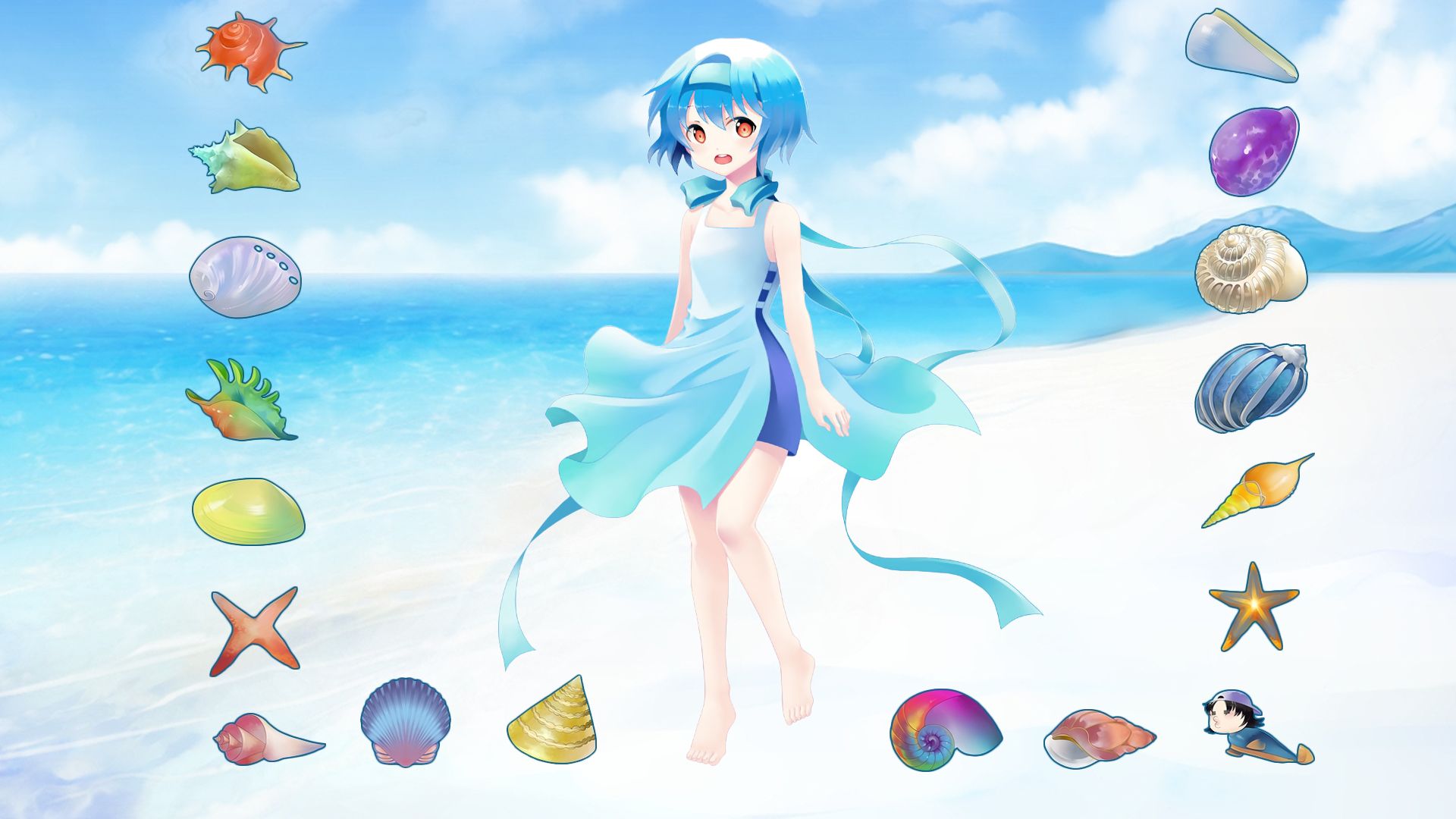 video game, voices from the sea, maris (voices from the sea), ribbon, seashore, shell