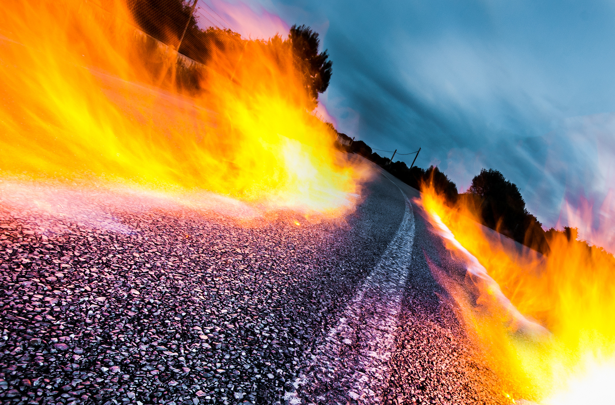 Free download wallpaper Fire, Flame, Road, Photography, Manipulation on your PC desktop