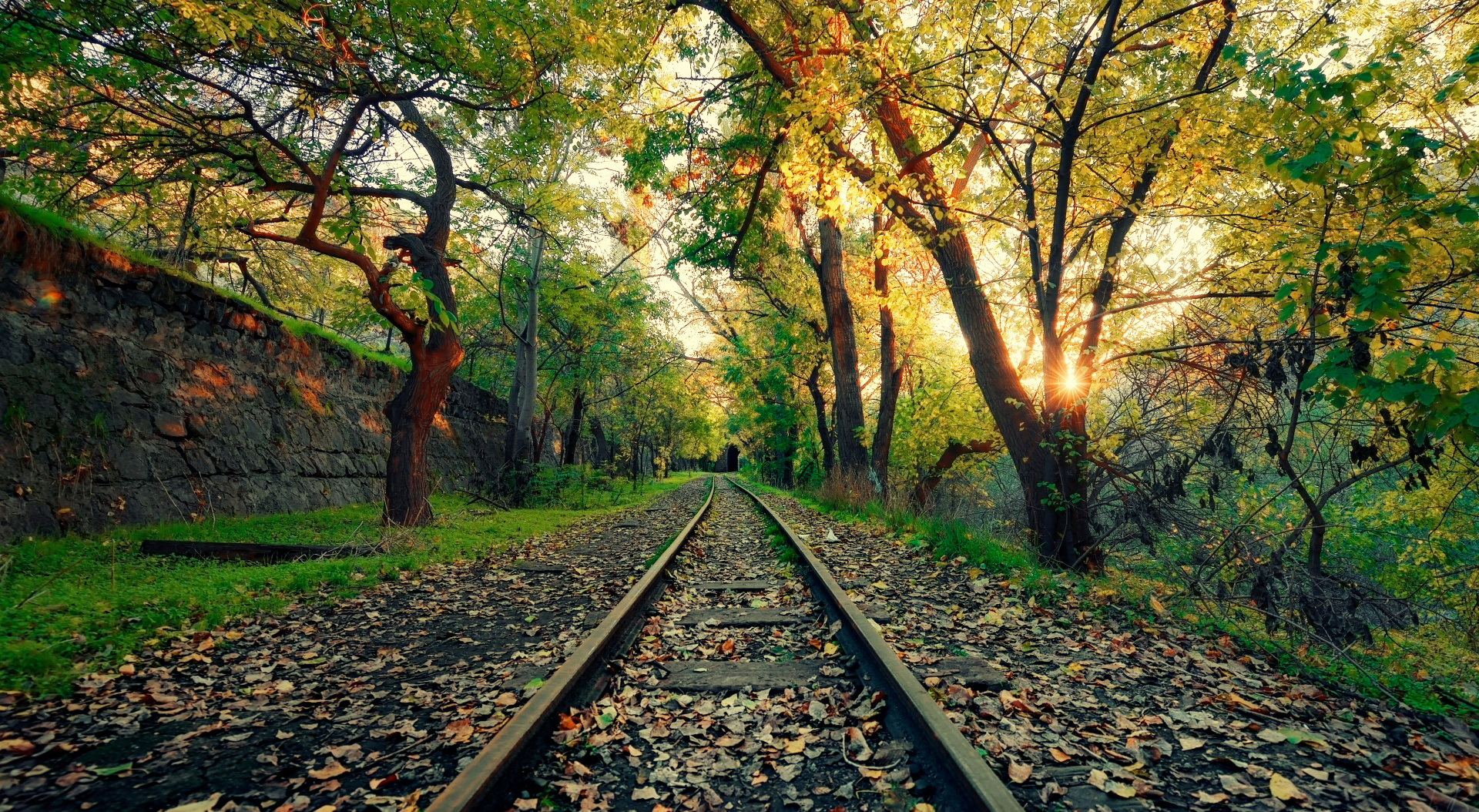 Download mobile wallpaper Tree, Spring, Railroad, Man Made for free.