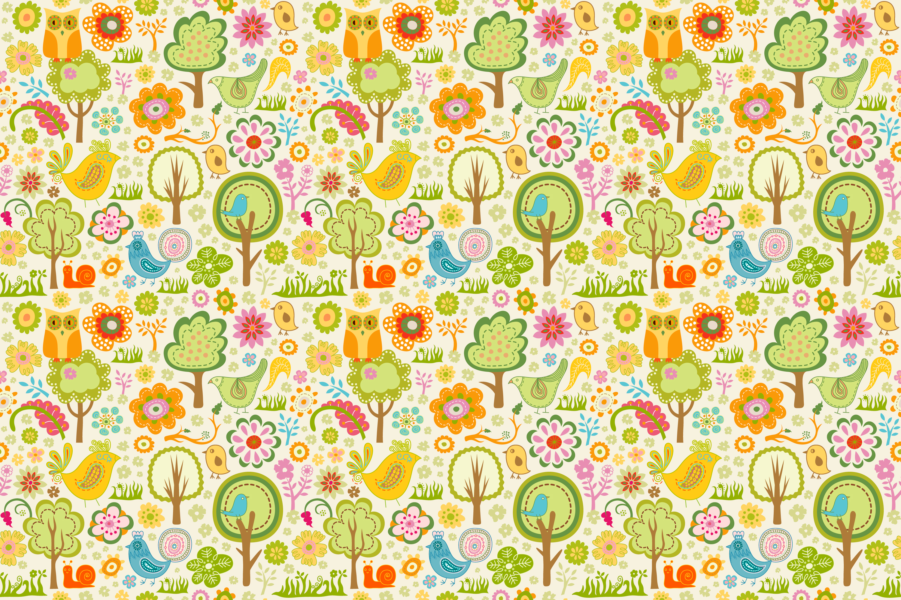 Handy-Wallpaper Blume, Vogel, Baum, Muster, Frühling, Künstlerisch kostenlos herunterladen.