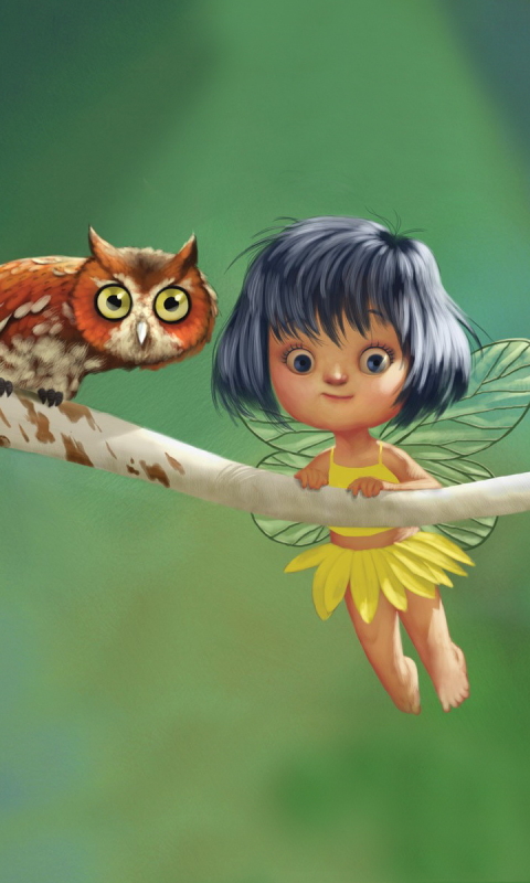 Download mobile wallpaper Fantasy, Owl, Fairy for free.