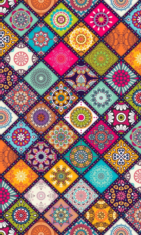 Download mobile wallpaper Flowers, Flower, Pattern, Colors, Colorful, Square, Artistic, Floral for free.