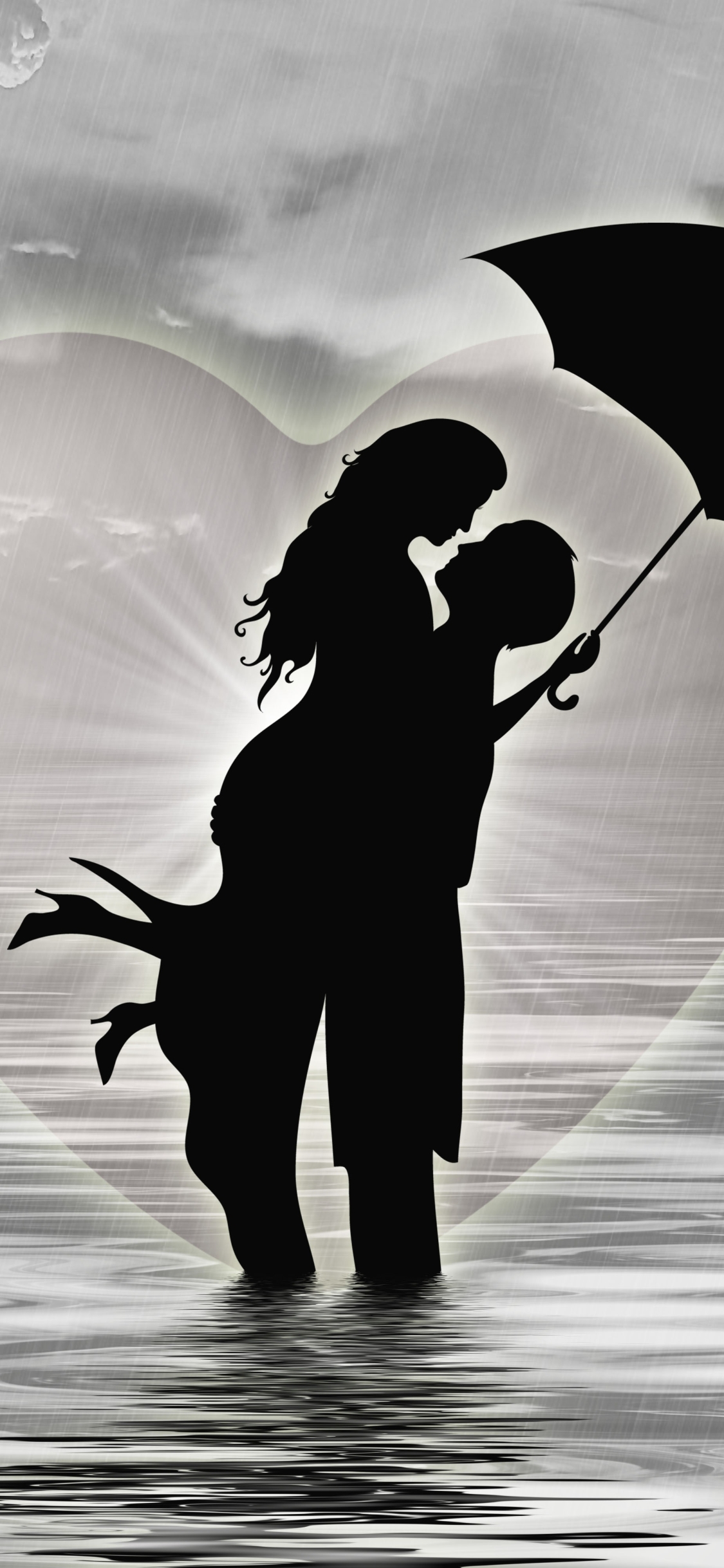 Download mobile wallpaper People, Love, Silhouette, Couple, Heart, Artistic, Romantic for free.