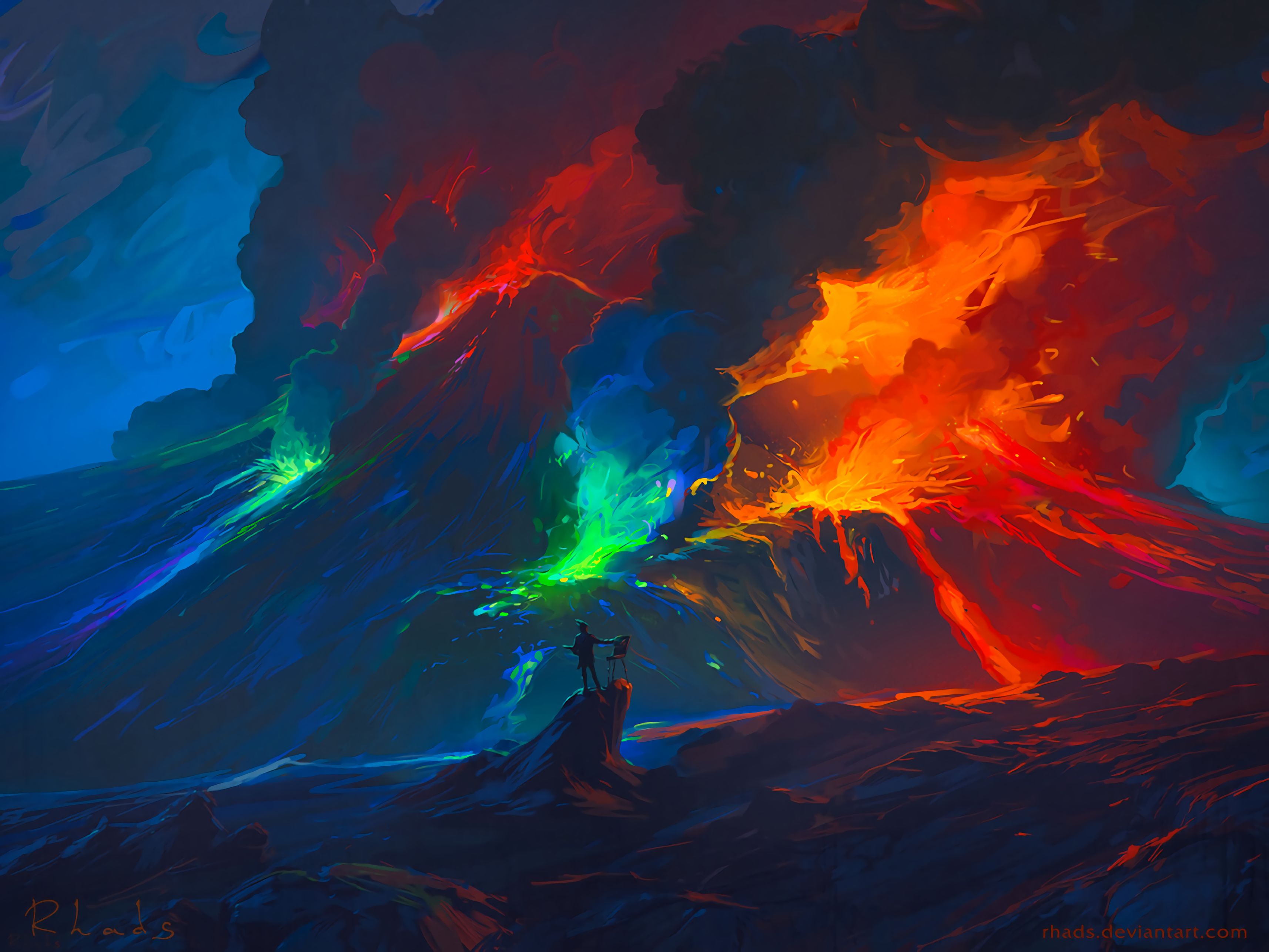 fantasy, art, waves, colourful, colorful, artist 1080p