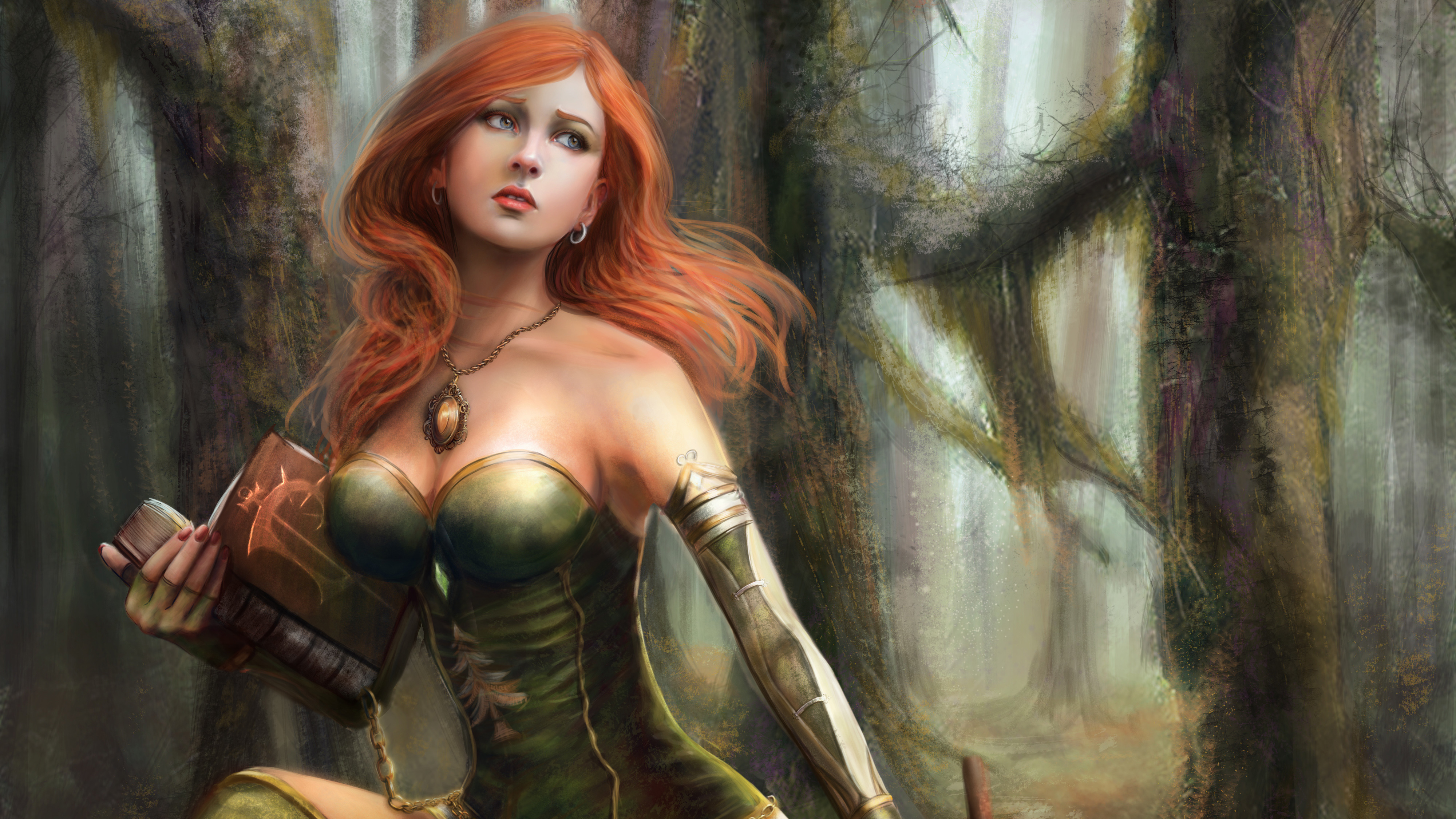 Free download wallpaper Fantasy, Book, Women, Orange Hair on your PC desktop