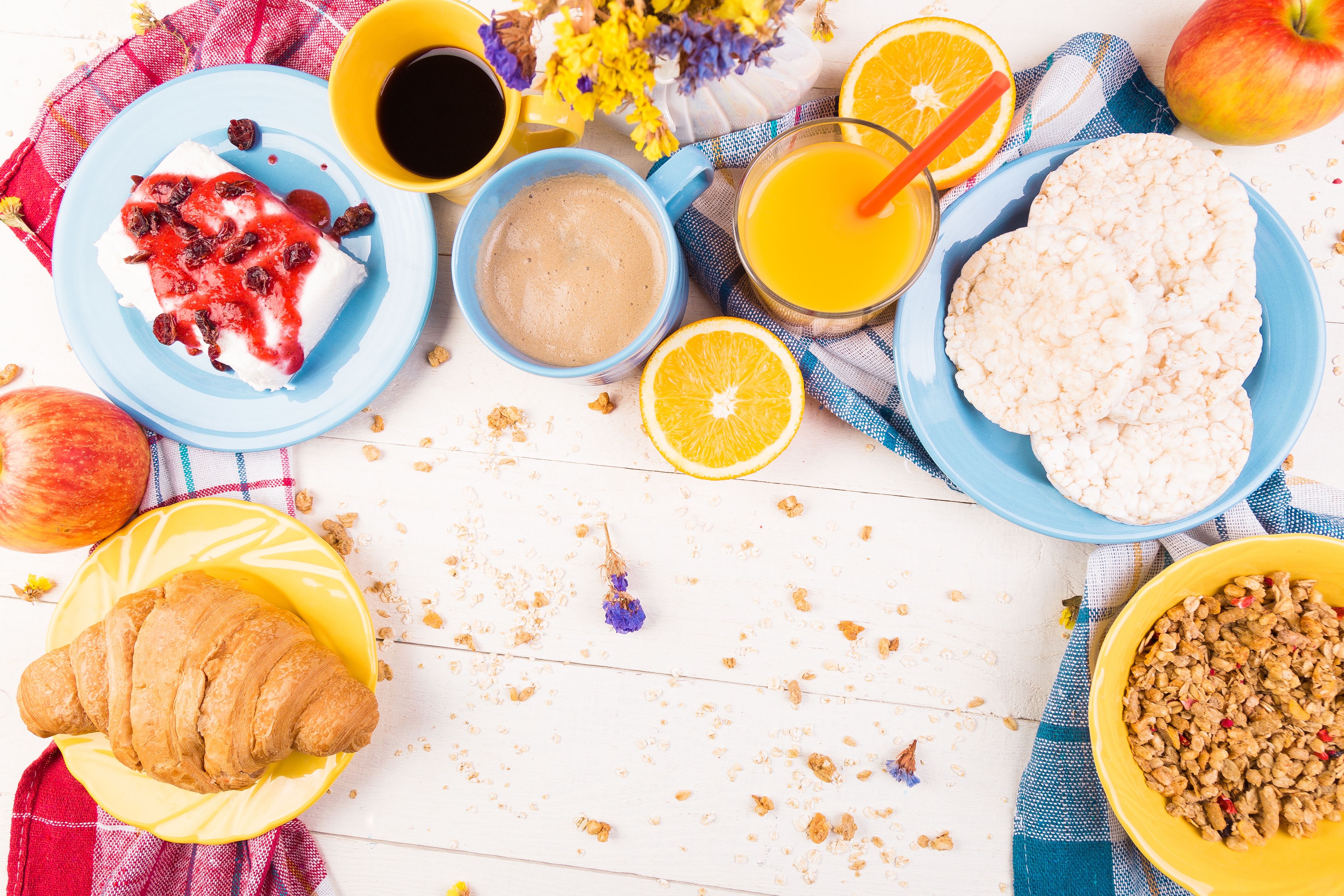 Free download wallpaper Food, Coffee, Still Life, Breakfast, Croissant, Juice on your PC desktop