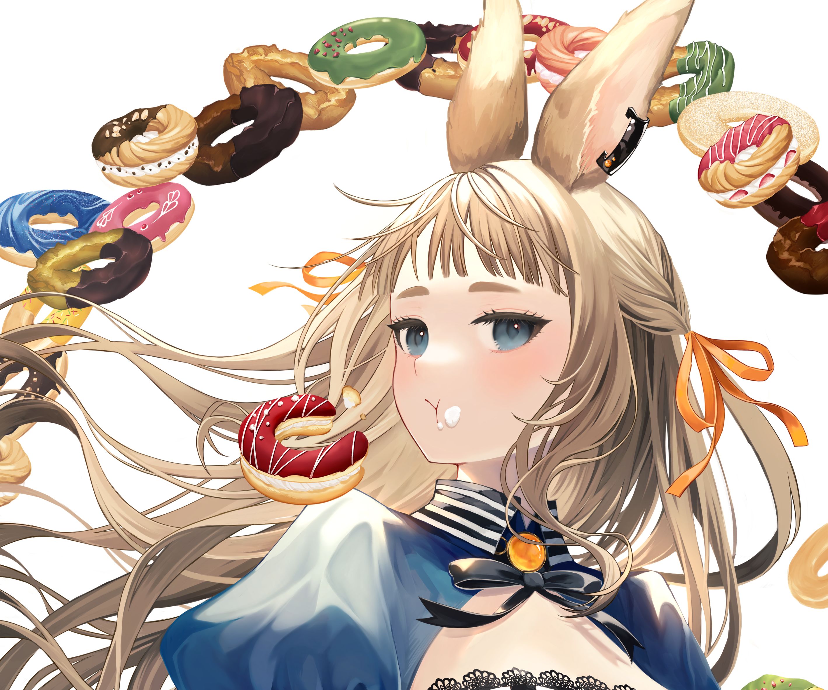 Free download wallpaper Anime, Girl, Doughnut on your PC desktop