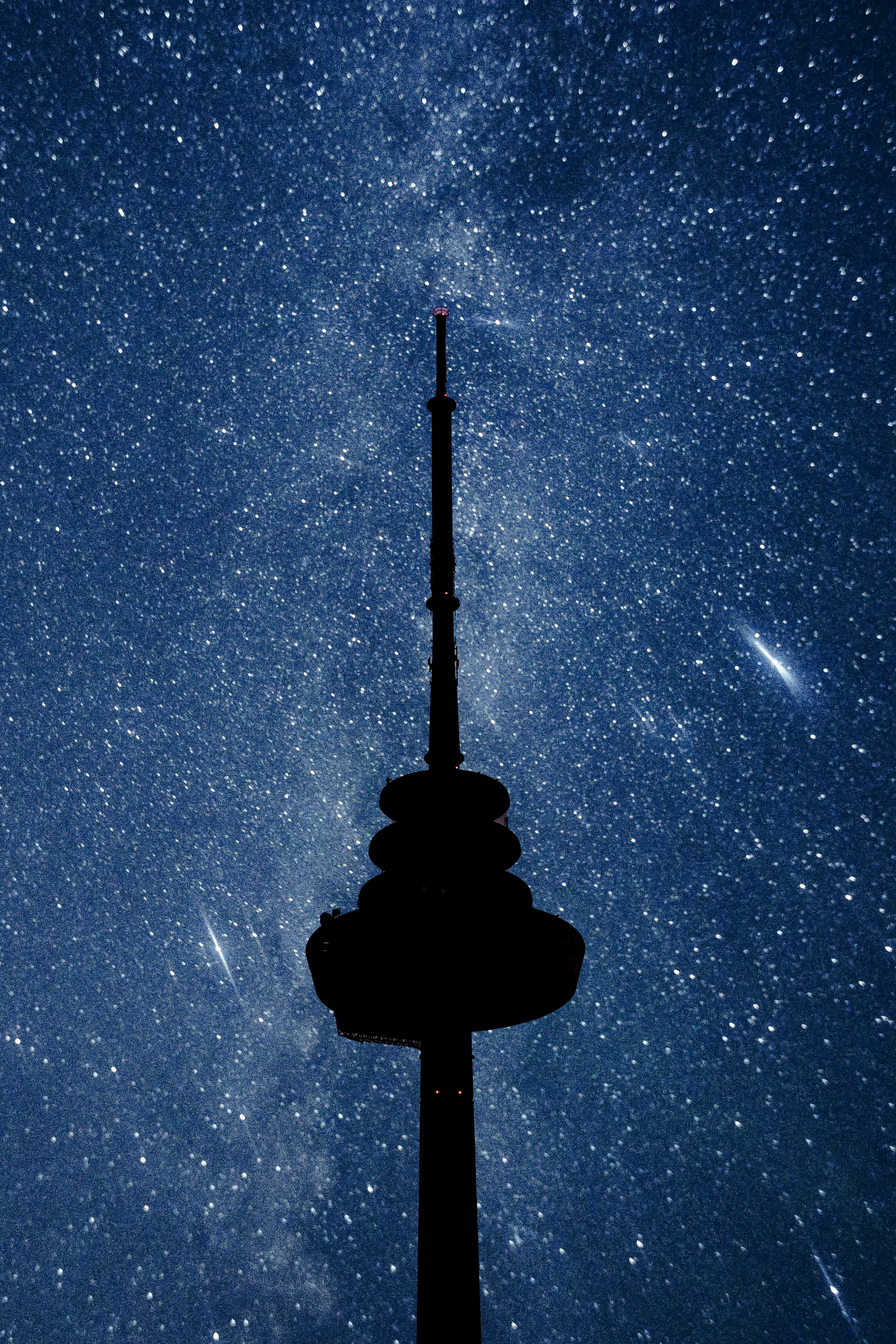 Download mobile wallpaper Building, Tower, Stars, Starry Sky, Night, Dark for free.