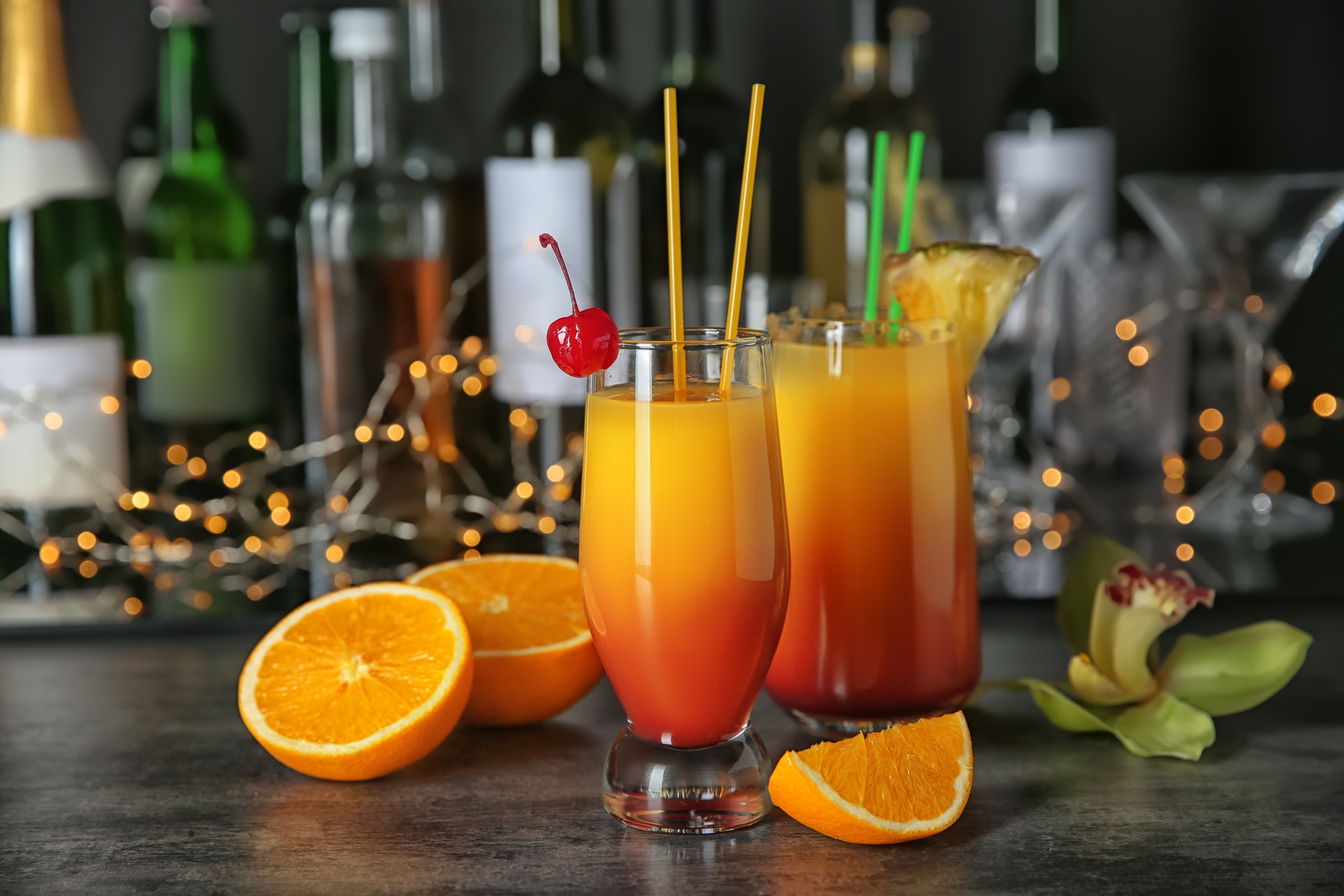 Download mobile wallpaper Food, Cherry, Pineapple, Cocktail, Orange (Fruit), Alcohol for free.