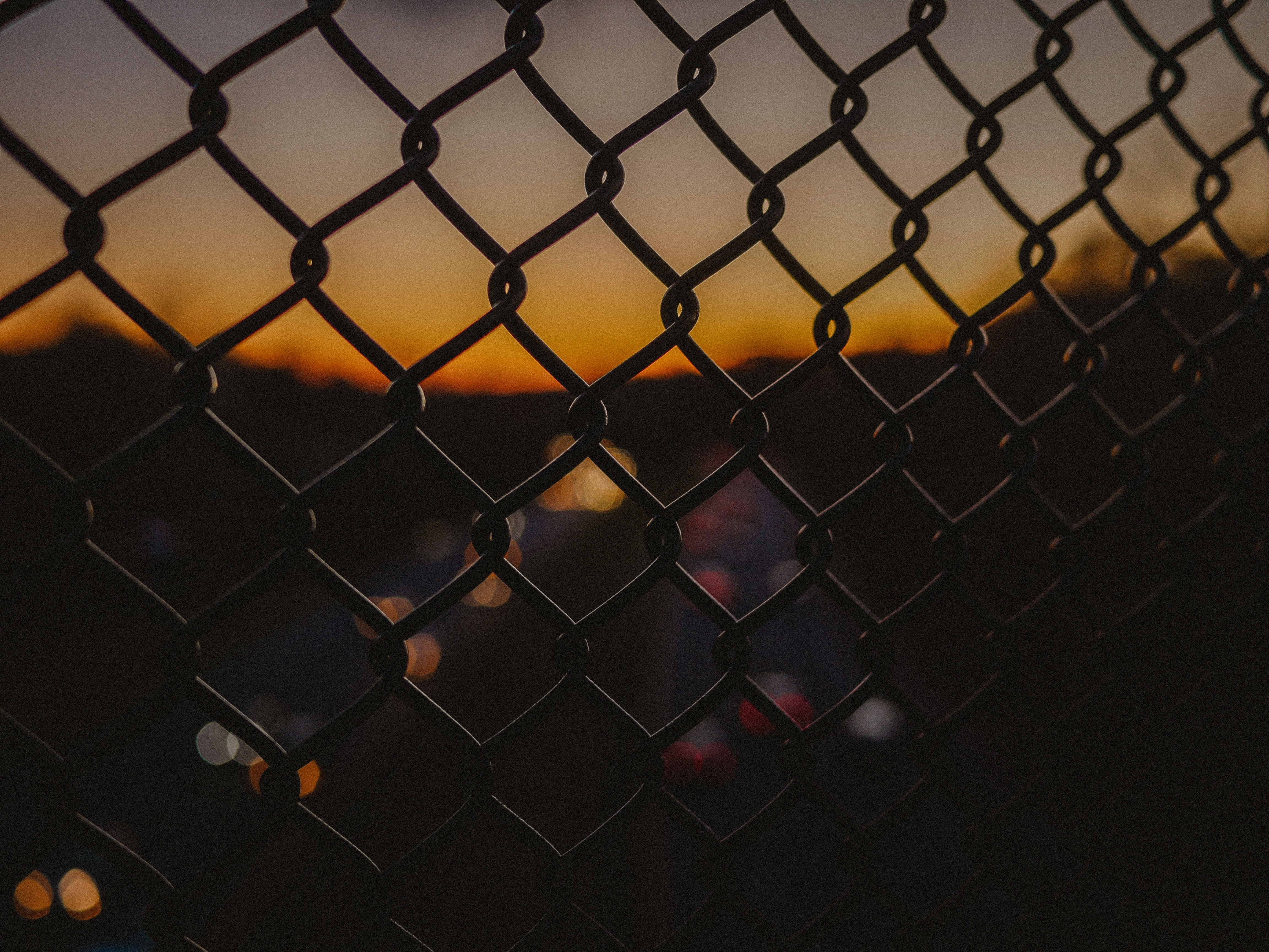 Download mobile wallpaper Fence, Grid, Night, Dark for free.