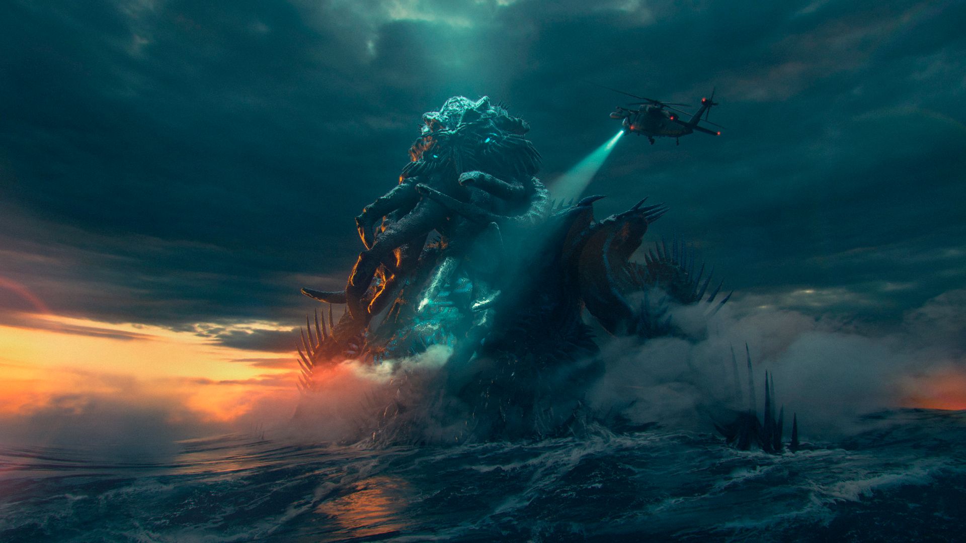Download mobile wallpaper Fantasy, Creature, Cthulhu, Helicopter, Sea Monster for free.