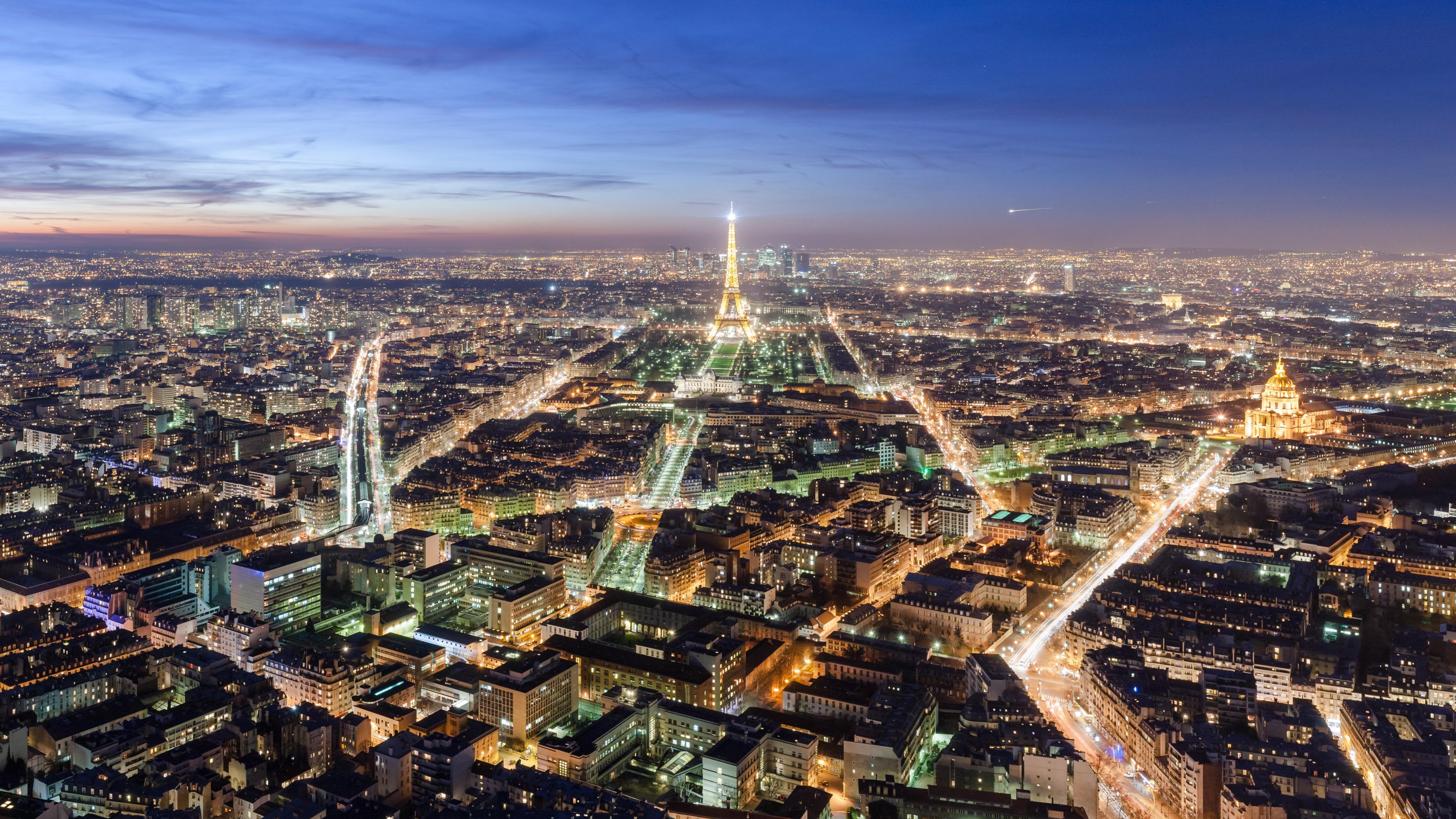 PCデスクトップに都市, 街, パリ, エッフェル塔, 光, フランス, 夜, マンメイド画像を無料でダウンロード