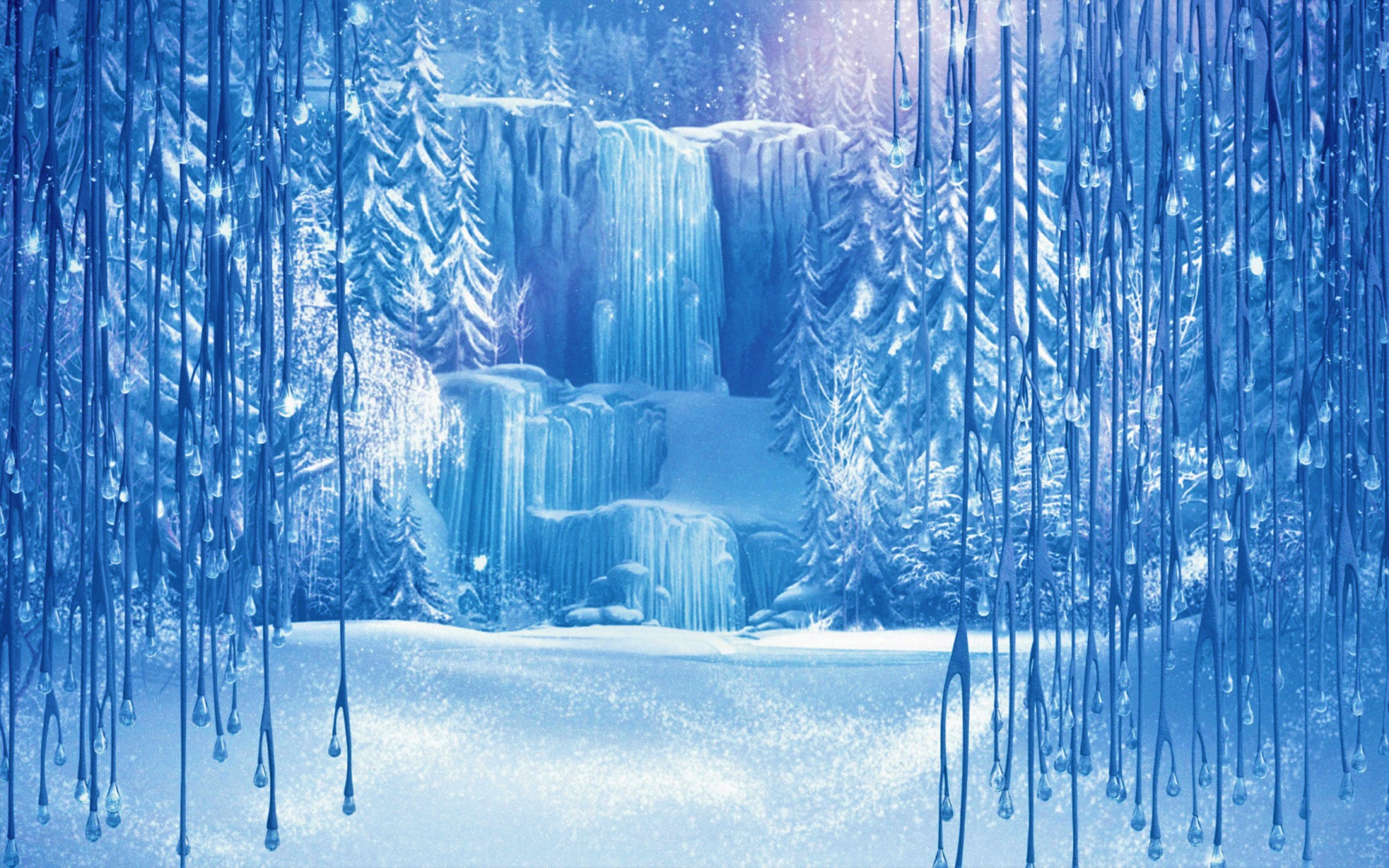 Laden Sie das Winter, Schnee, Wasserfall, Wald, Künstlerisch-Bild kostenlos auf Ihren PC-Desktop herunter