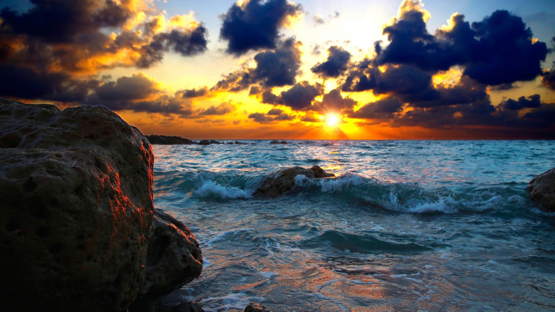 Download mobile wallpaper Sunset, Sea, Horizon, Ocean, Earth for free.