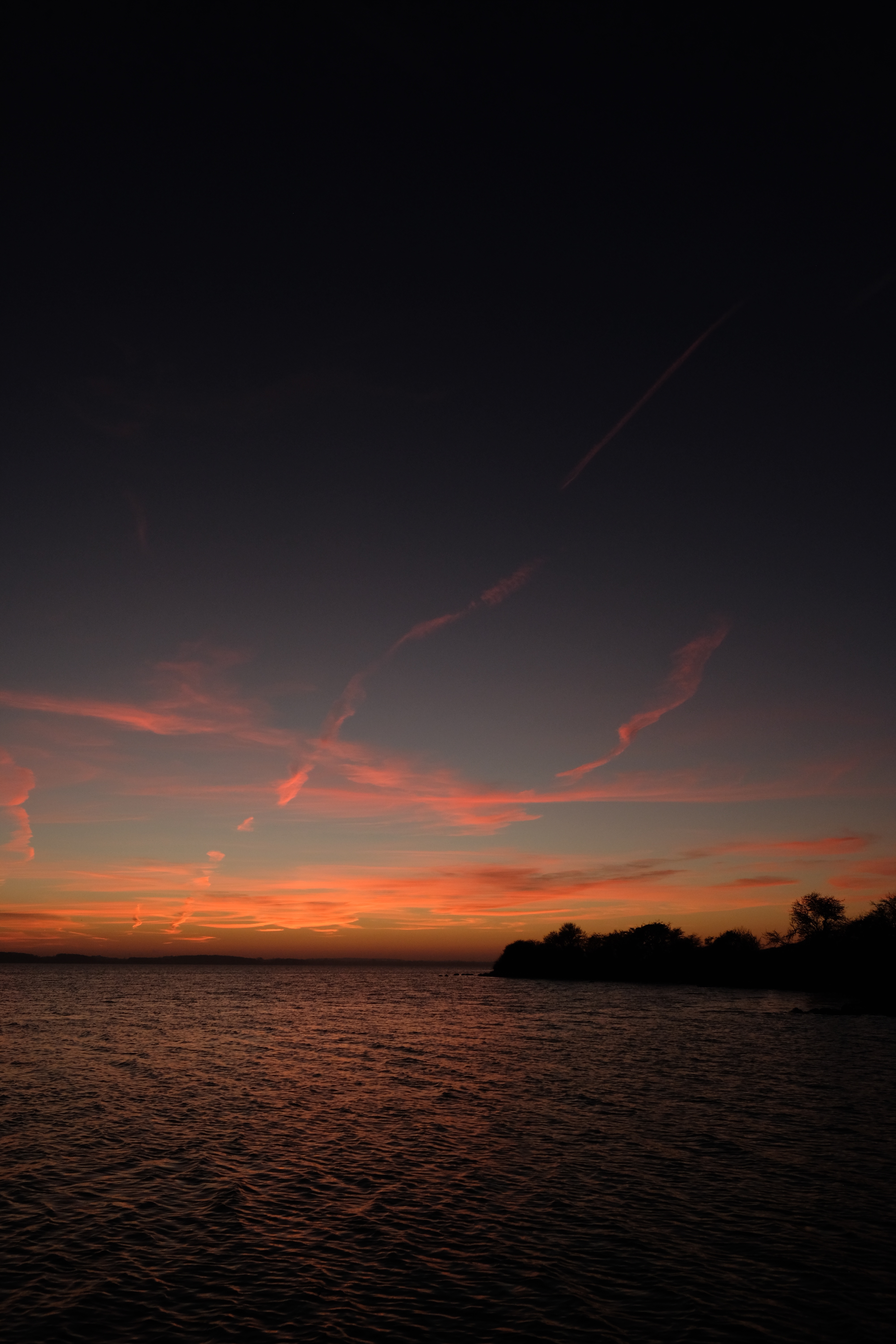 night, sunset, nature, sea, horizon, ripples, ripple HD wallpaper