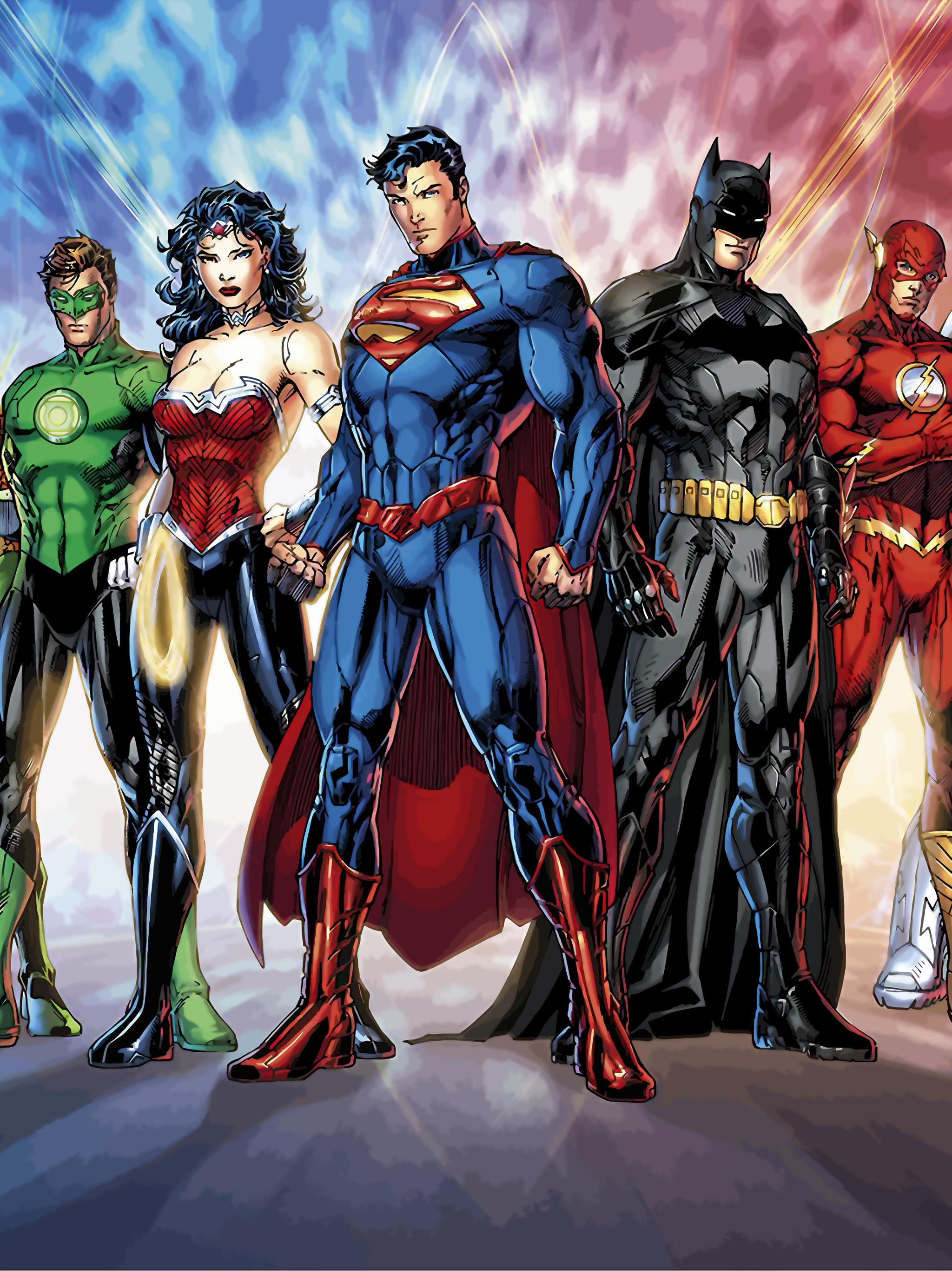 Download mobile wallpaper Batman, Superman, Green Lantern, Flash, Comics, Dc Comics, Hal Jordan, Wonder Woman, The New 52, Justice League, Barry Allen, Bruce Wayne for free.