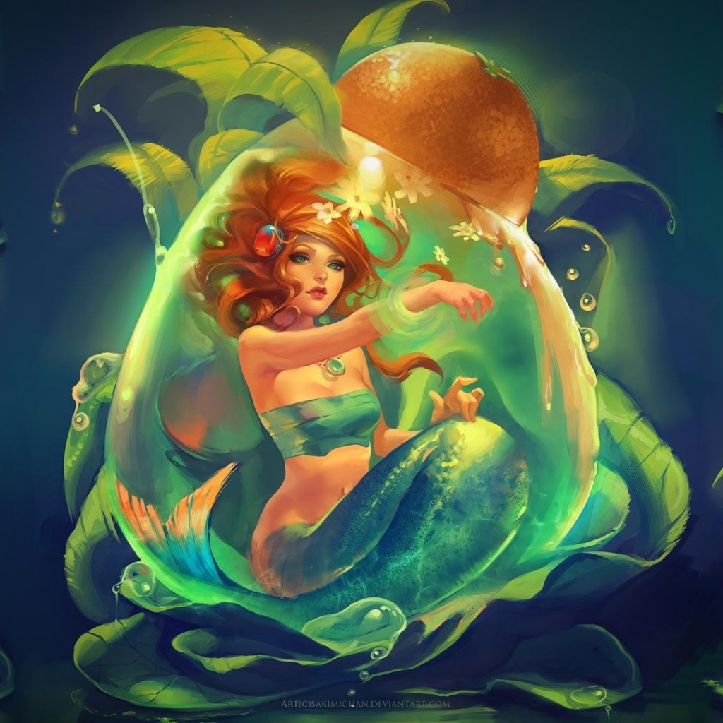 Free download wallpaper Magic, Water, Fantasy, Leaf, Underwater, Mermaid on your PC desktop