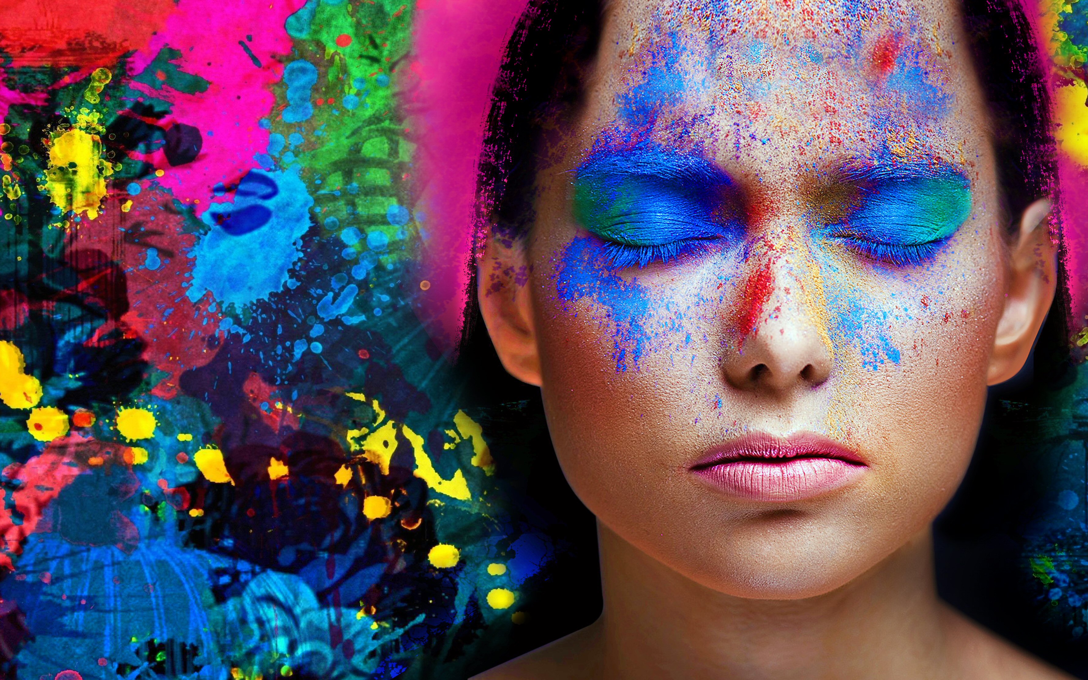Free download wallpaper Beautiful, Colorful, Face, Women, Pastel on your PC desktop