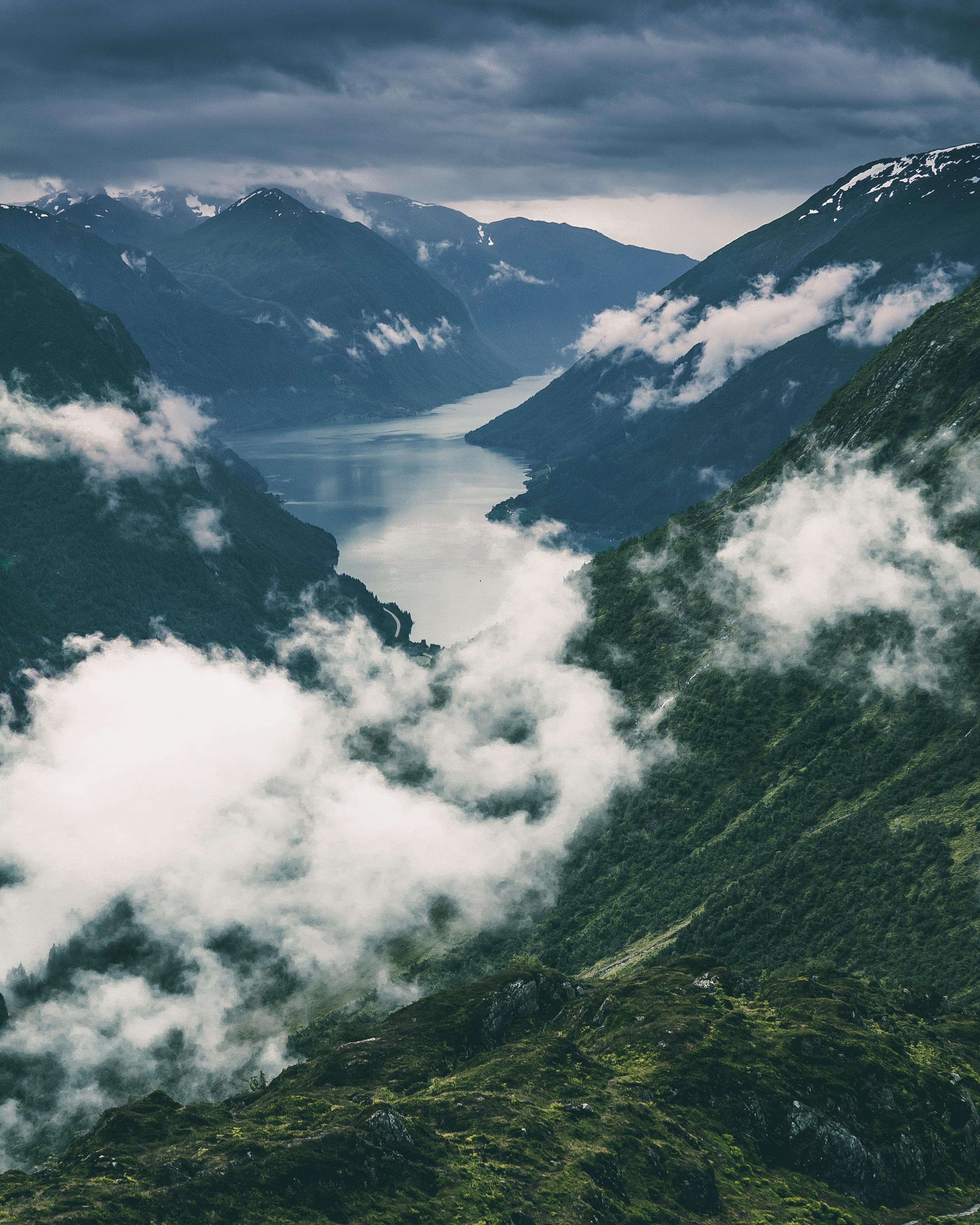 無料モバイル壁紙自然, 川, 山脈, 雲, 上から見る, 風景をダウンロードします。