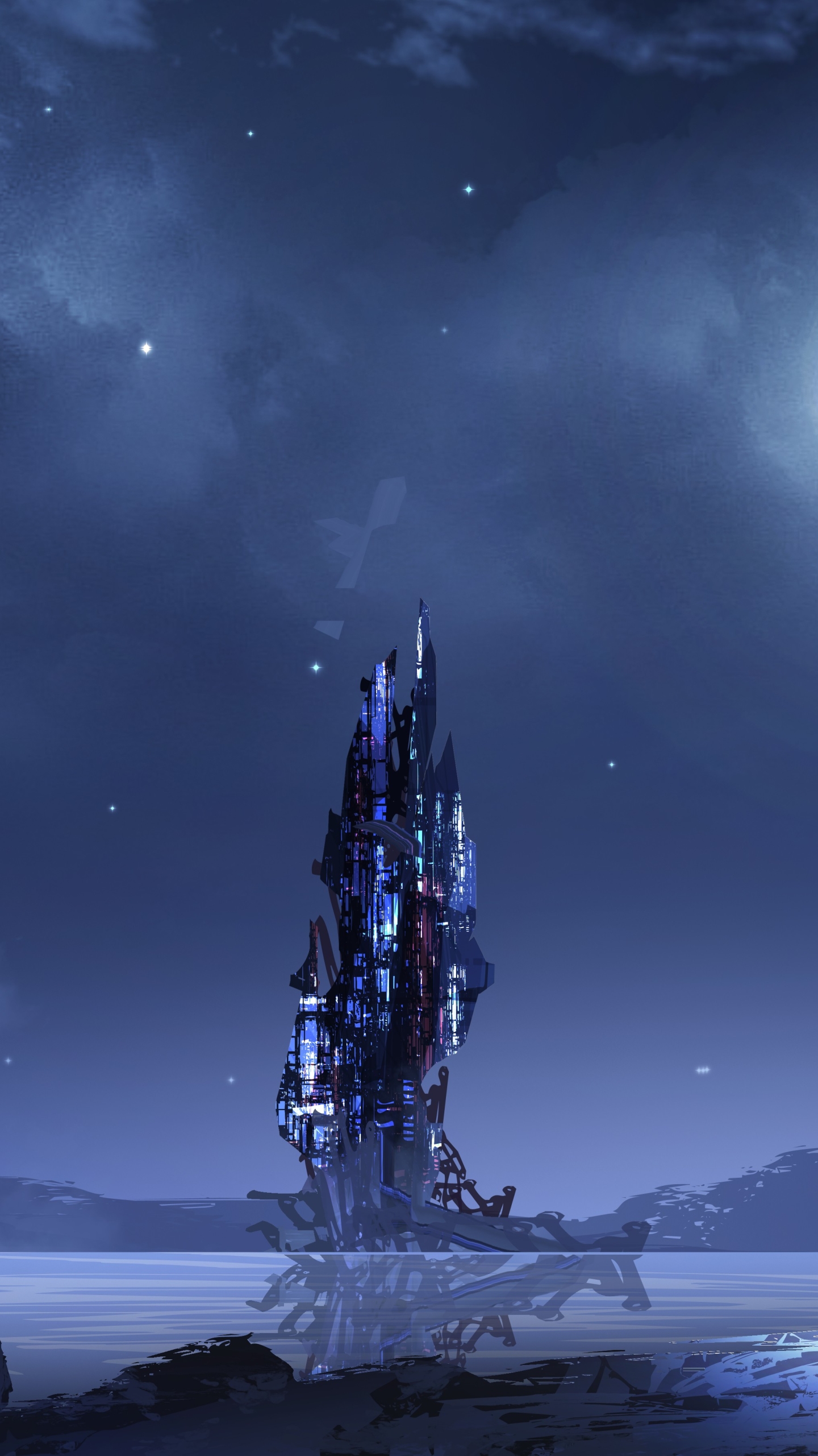 Download mobile wallpaper Night, City, Tower, Sci Fi, Futuristic for free.