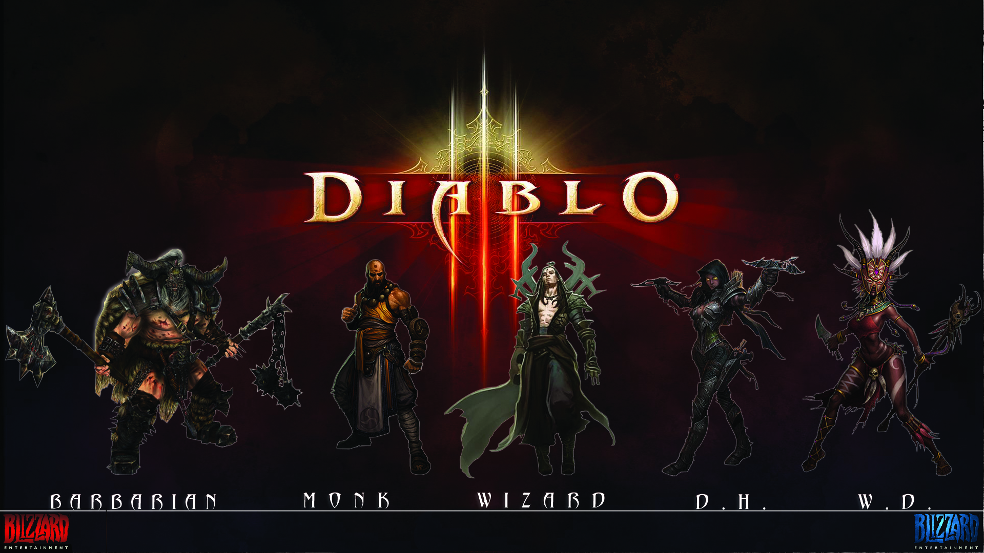 video game, diablo iii, barbarian (diablo iii), demon hunter (diablo iii), monk (diablo iii), witch doctor (diablo iii), wizard (diablo iii), diablo