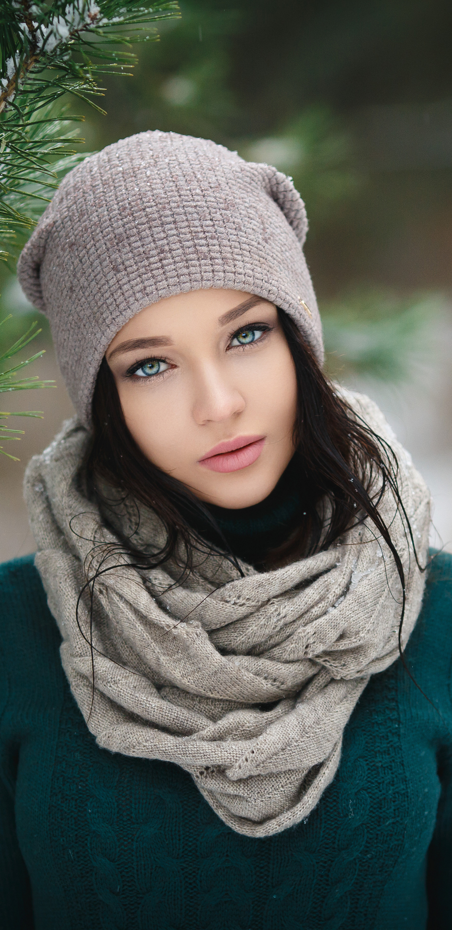 Download mobile wallpaper Hat, Model, Women, Scarf, Angelina Petrova for free.