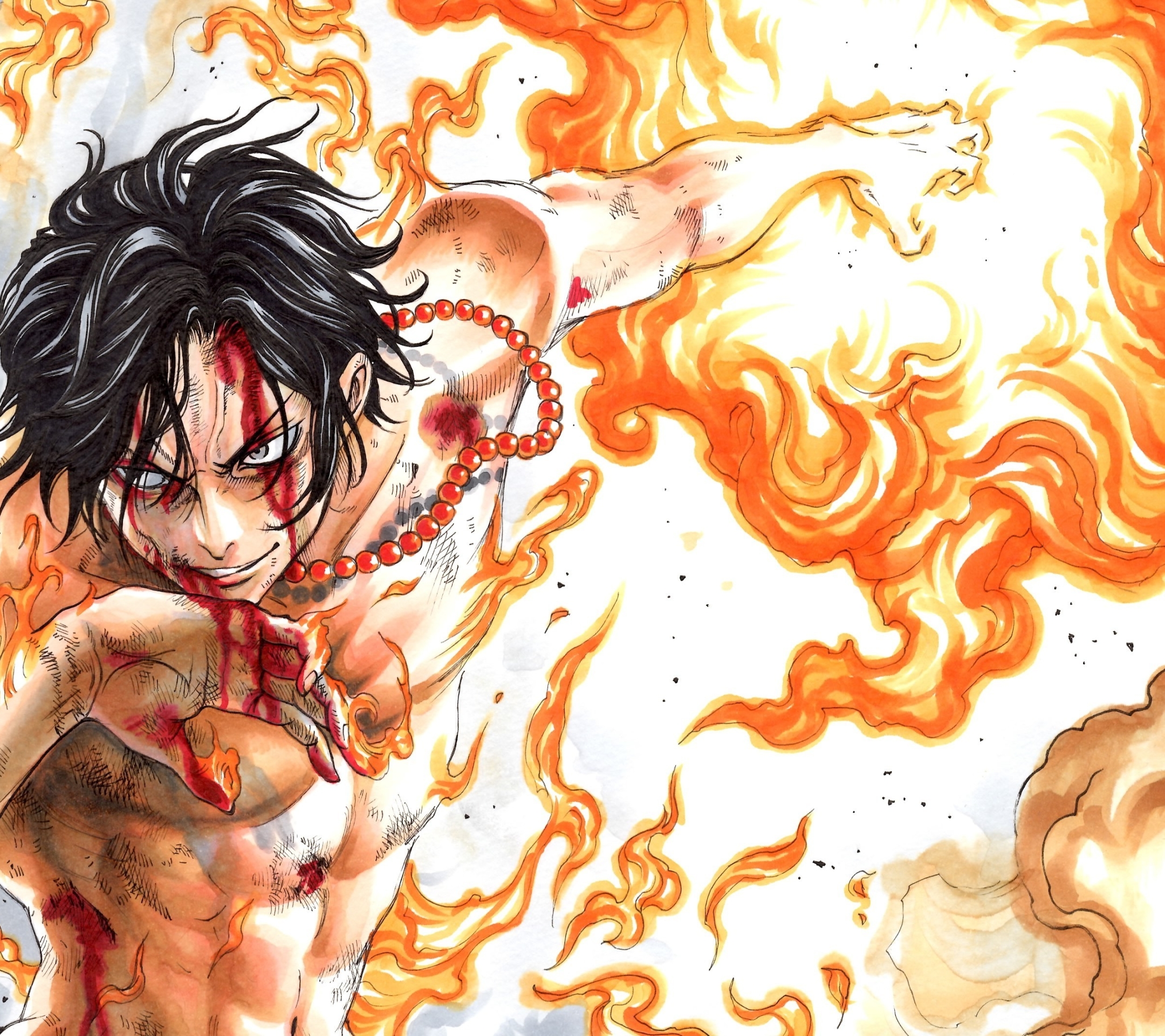 Free download wallpaper Anime, Blood, Tattoo, Black Hair, Portgas D Ace, One Piece on your PC desktop