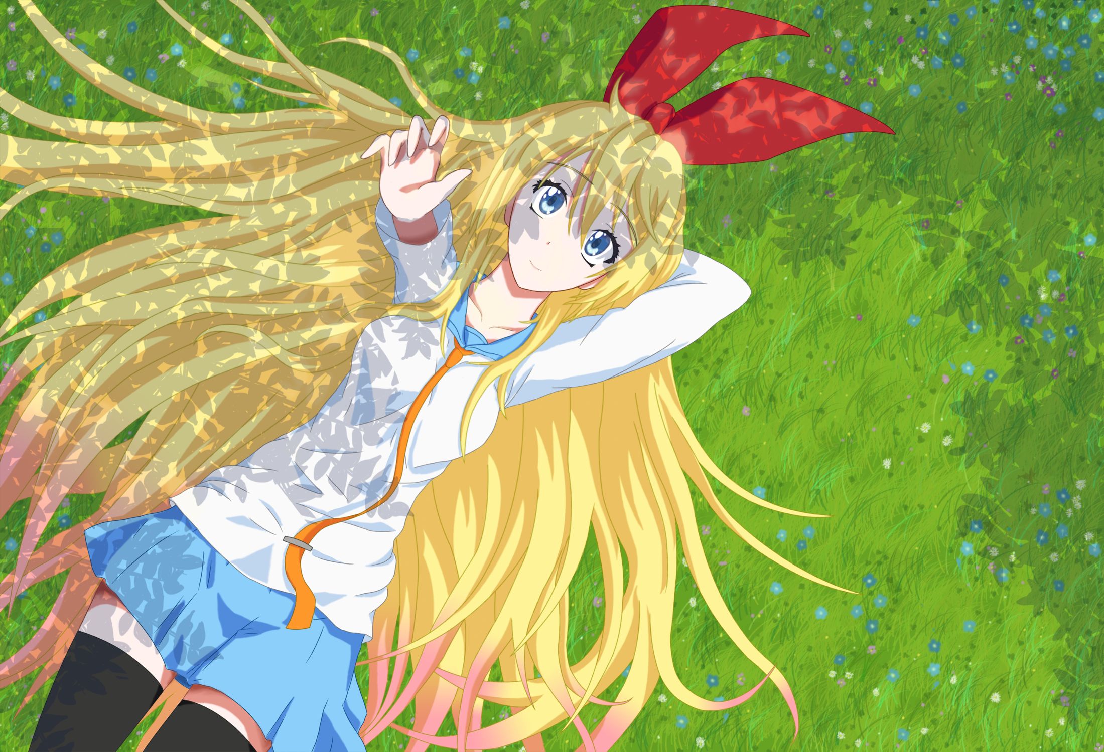Free download wallpaper Anime, Blonde, Skirt, Blue Eyes, School Uniform, Long Hair, Chitoge Kirisaki, Nisekoi on your PC desktop