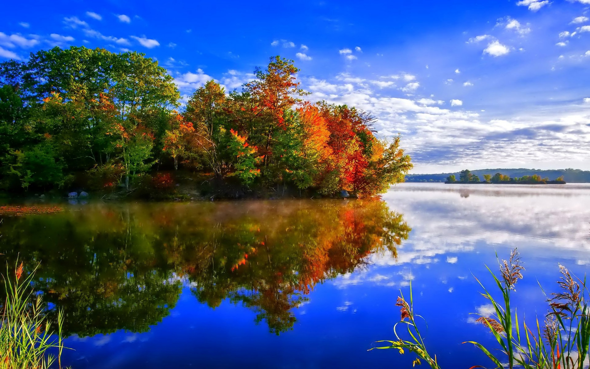 Free download wallpaper Lake, Reflection, Tree, Fall, Earth on your PC desktop