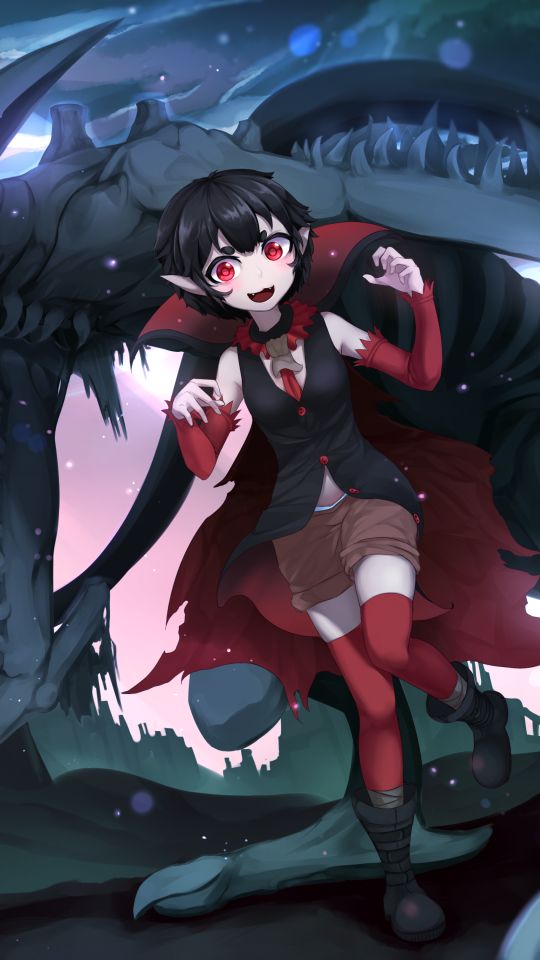 Download mobile wallpaper Anime, Vampire, Original, Red Eyes, Black Hair for free.