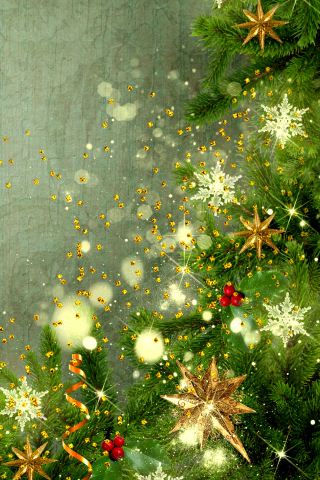 Download mobile wallpaper Pine, Christmas, Holiday, Star, Sparkles for free.