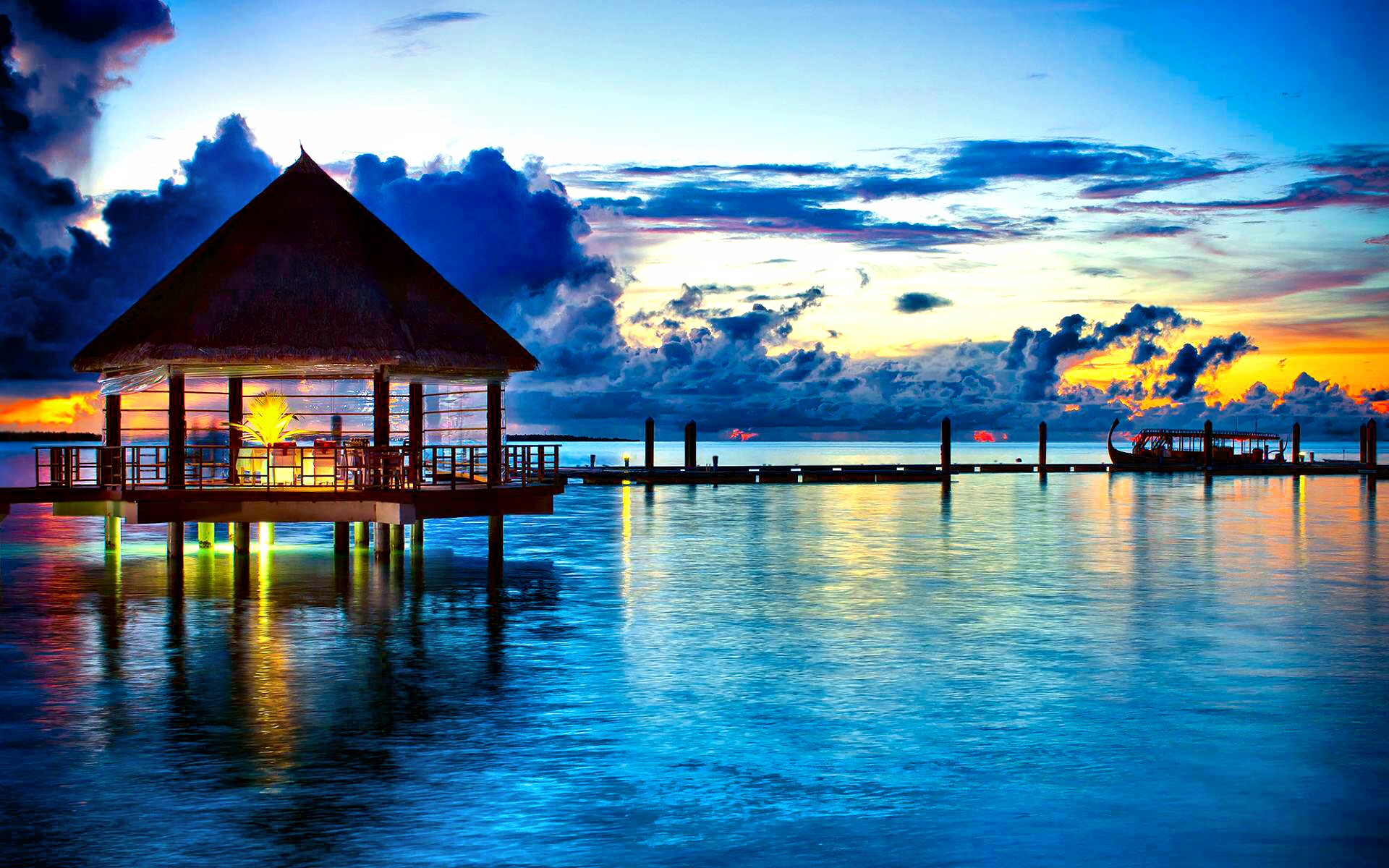 598744 télécharger le fond d'écran bleu, maldives, photographie, été, nuage, tropical, azur, horizon, réflection, coucher de soleil - économiseurs d'écran et images gratuitement