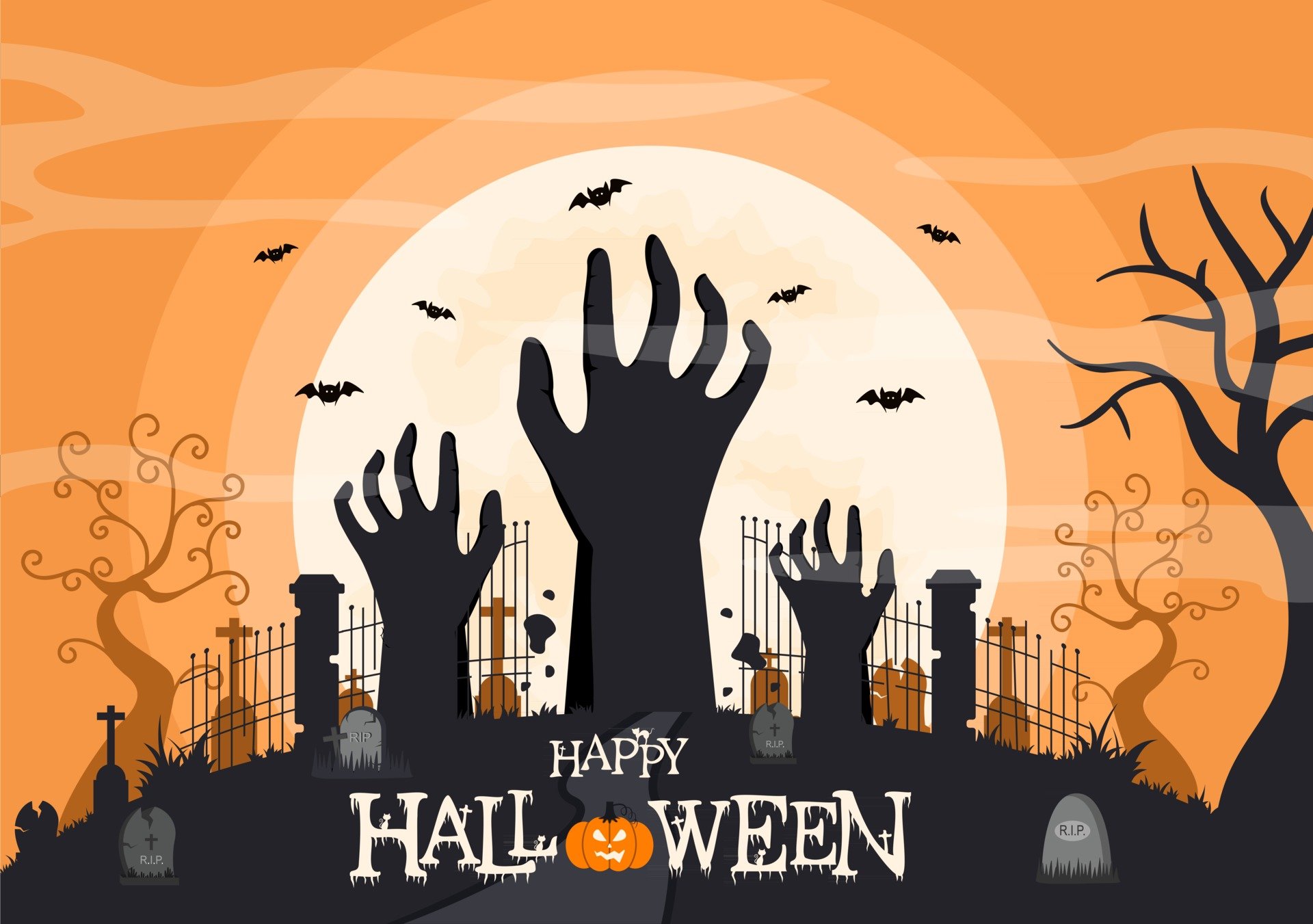 Скачать обои бесплатно Хэллоуин, Праздничные, Кладбище, Счастливого Хэллоуина картинка на рабочий стол ПК