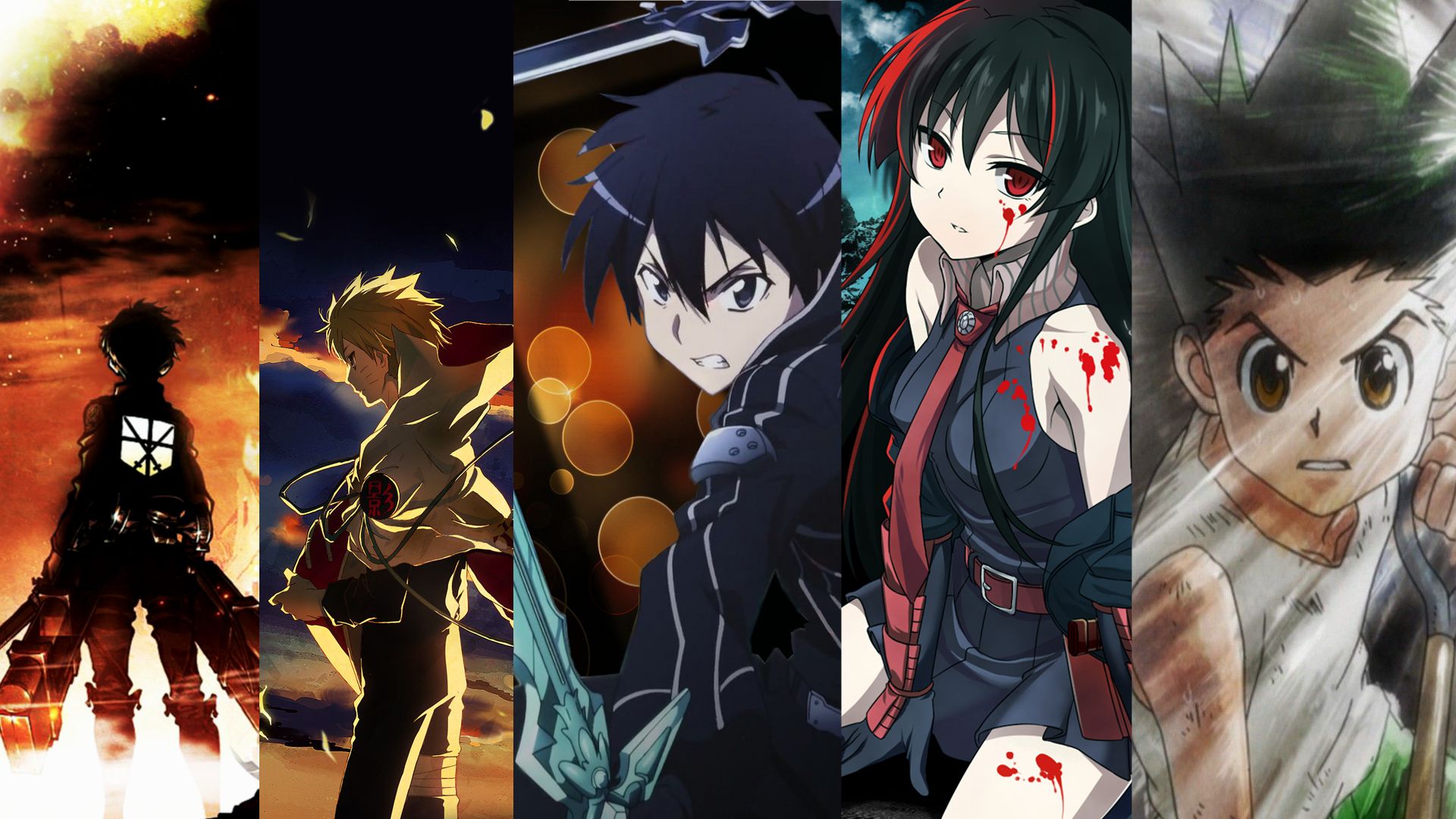 739351 Bild herunterladen animes, crossover, akame ga töten!, angriff auf titan, hunter x hunter, naruto, shingeki kein kyojin, schwertkunst online - Hintergrundbilder und Bildschirmschoner kostenlos