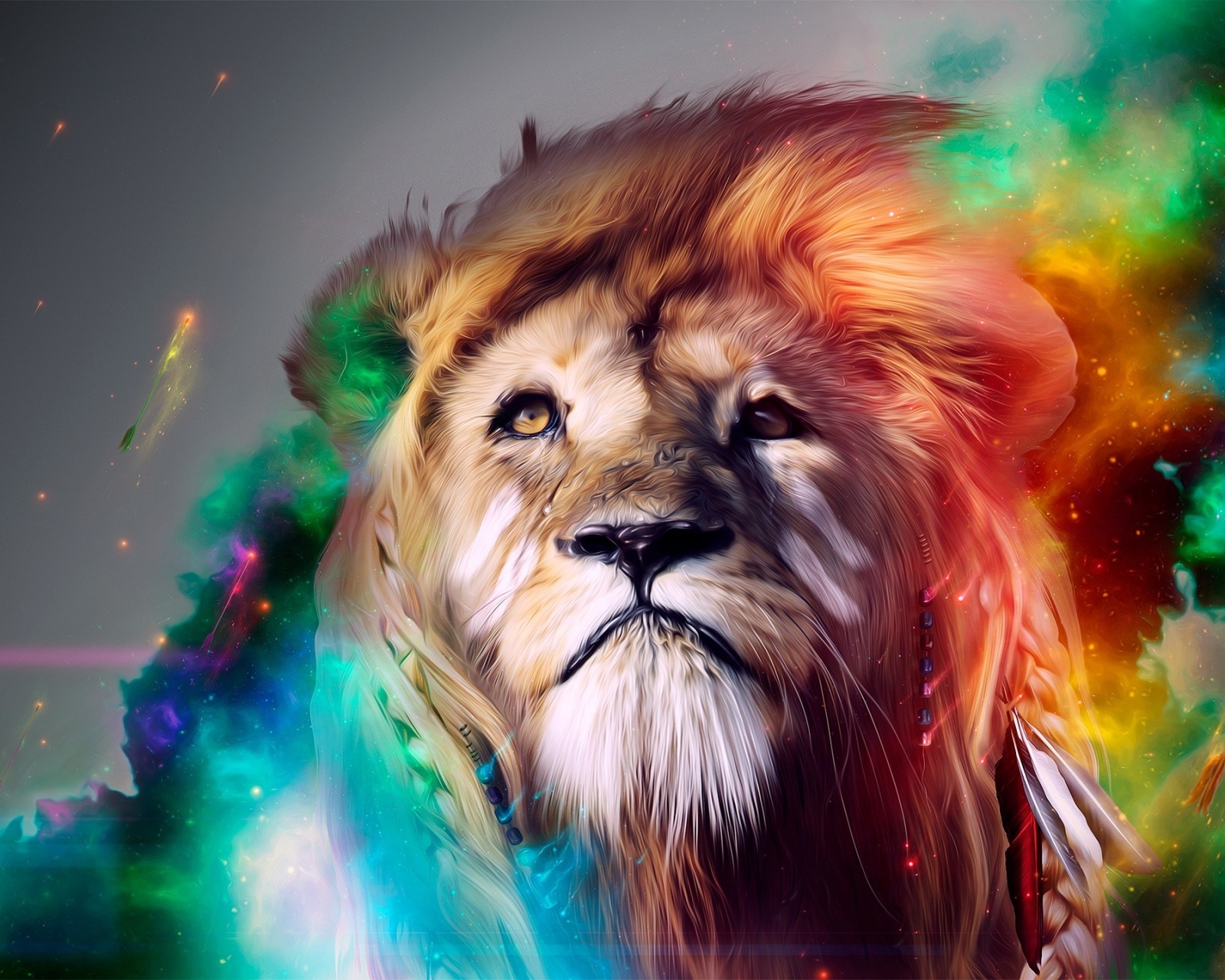 Download mobile wallpaper Cats, Lion, Animal, Colorful for free.