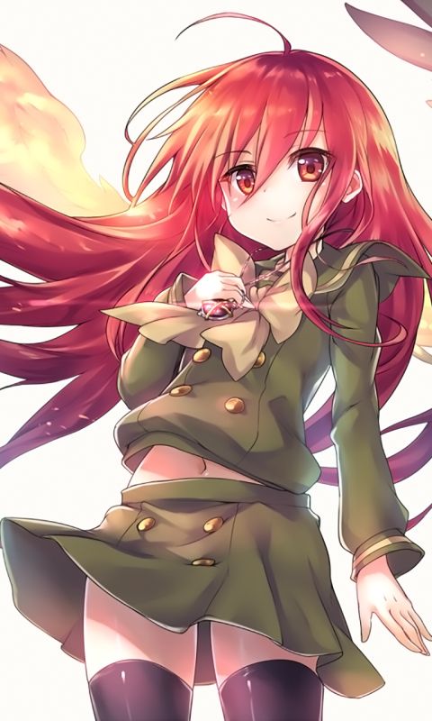 Download mobile wallpaper Anime, Wings, Skirt, Necklace, Long Hair, Red Hair, Thigh Highs, Shakugan No Shana, Shana (Shakugan No Shana) for free.