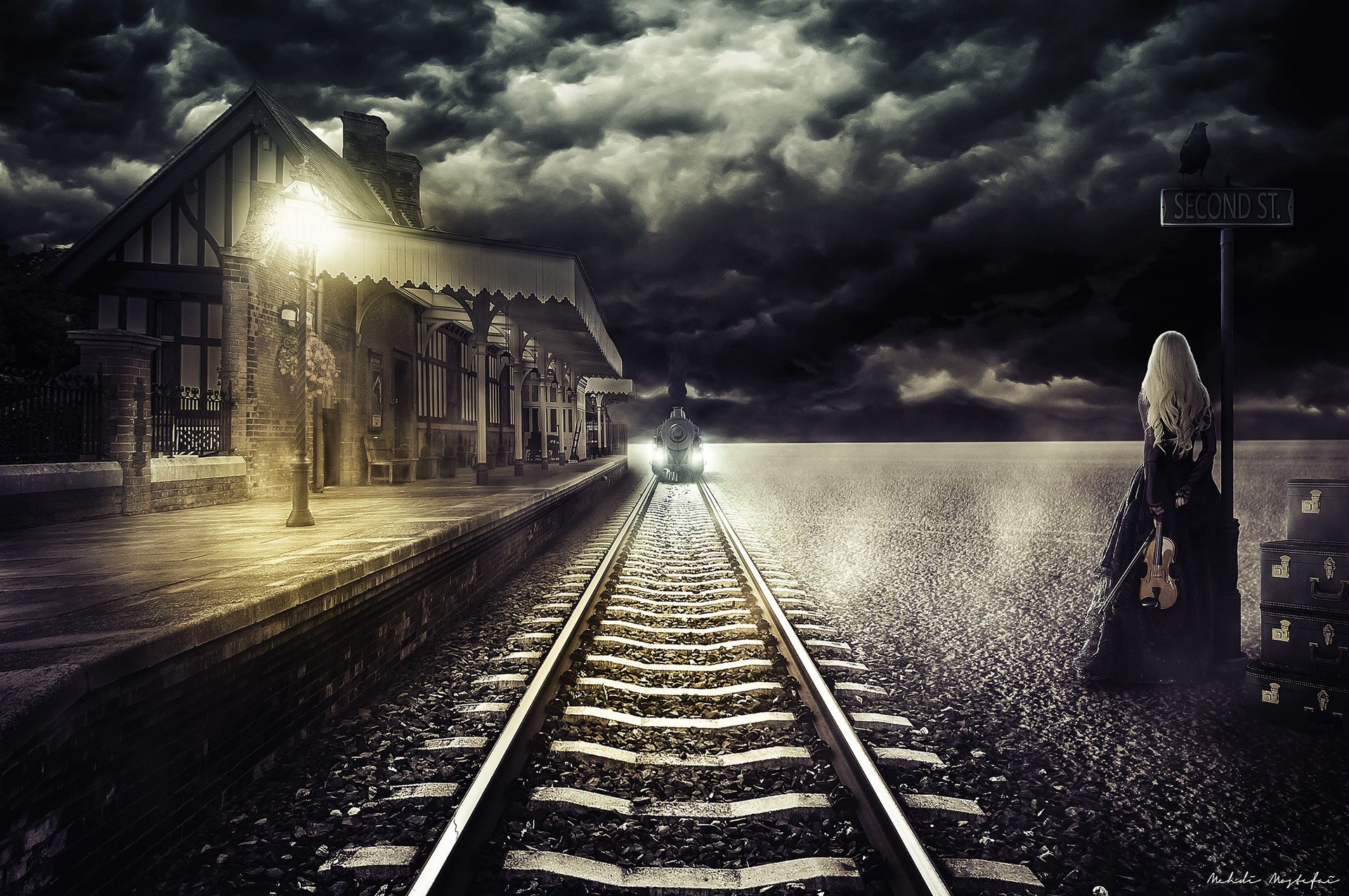 Free download wallpaper Night, Train, Vehicles on your PC desktop