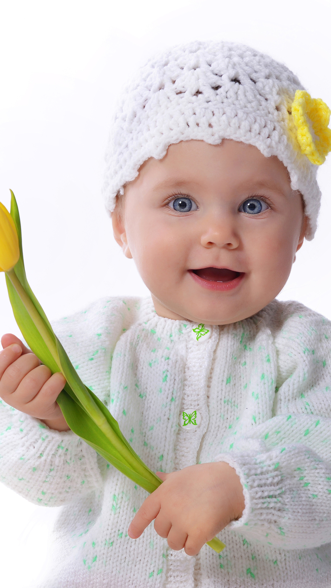 Handy-Wallpaper Blume, Süß, Tulpe, Fotografie, Blaue Augen, Baby kostenlos herunterladen.