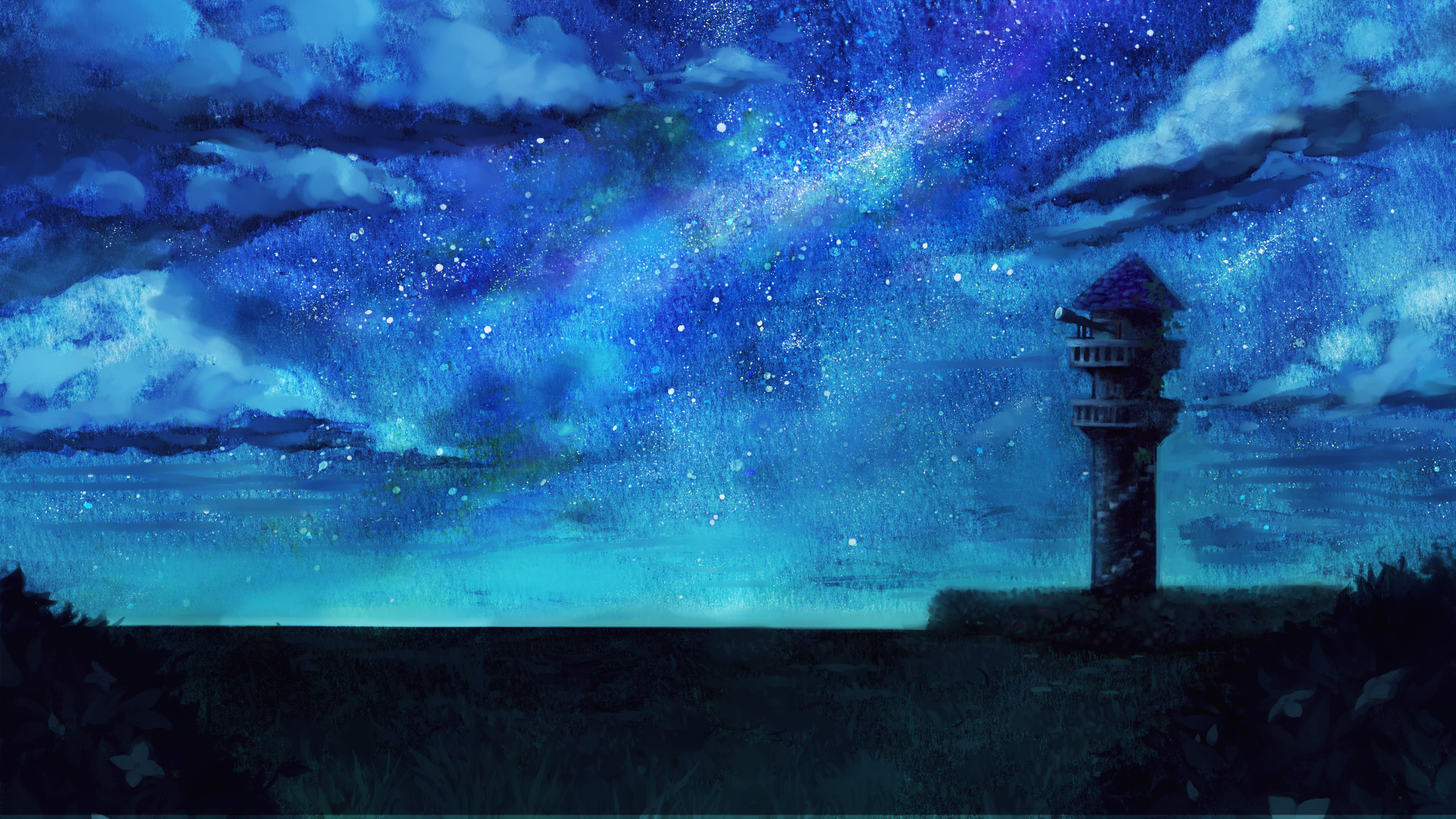 Download mobile wallpaper Night, Tower, Artistic for free.