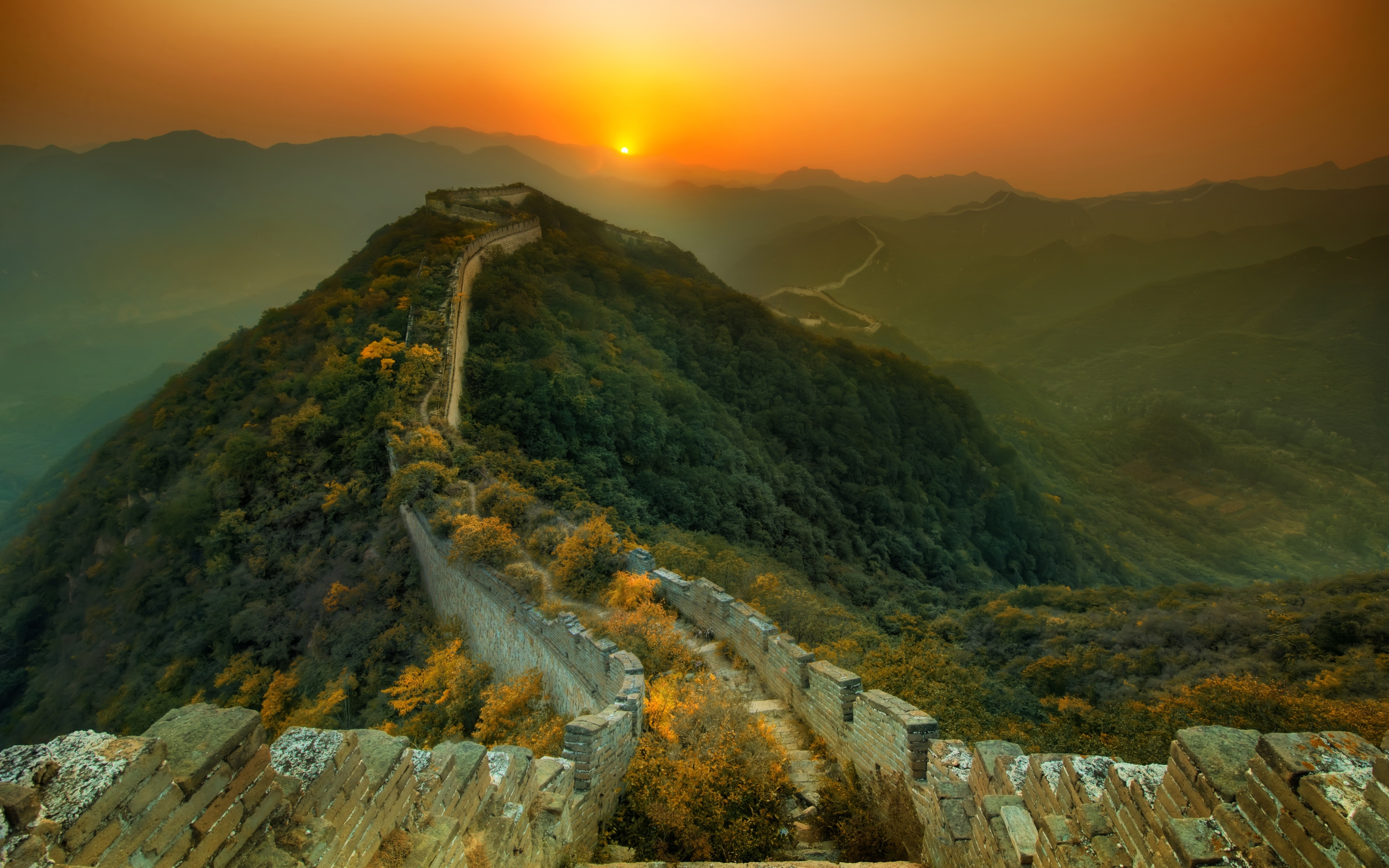 Laden Sie das Chinesische Mauer, China, Sonnenuntergang, Menschengemacht-Bild kostenlos auf Ihren PC-Desktop herunter