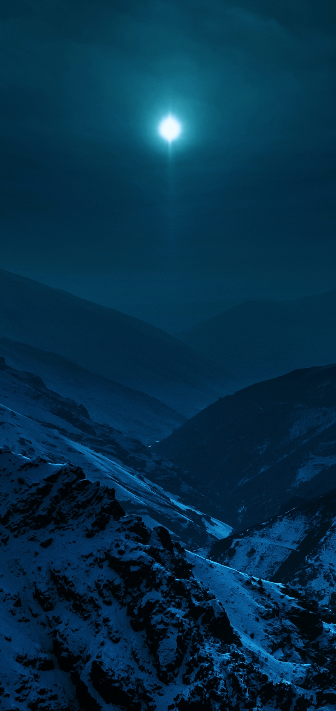 Download mobile wallpaper Nature, Mountains, Night, Moon, Mountain, Earth for free.