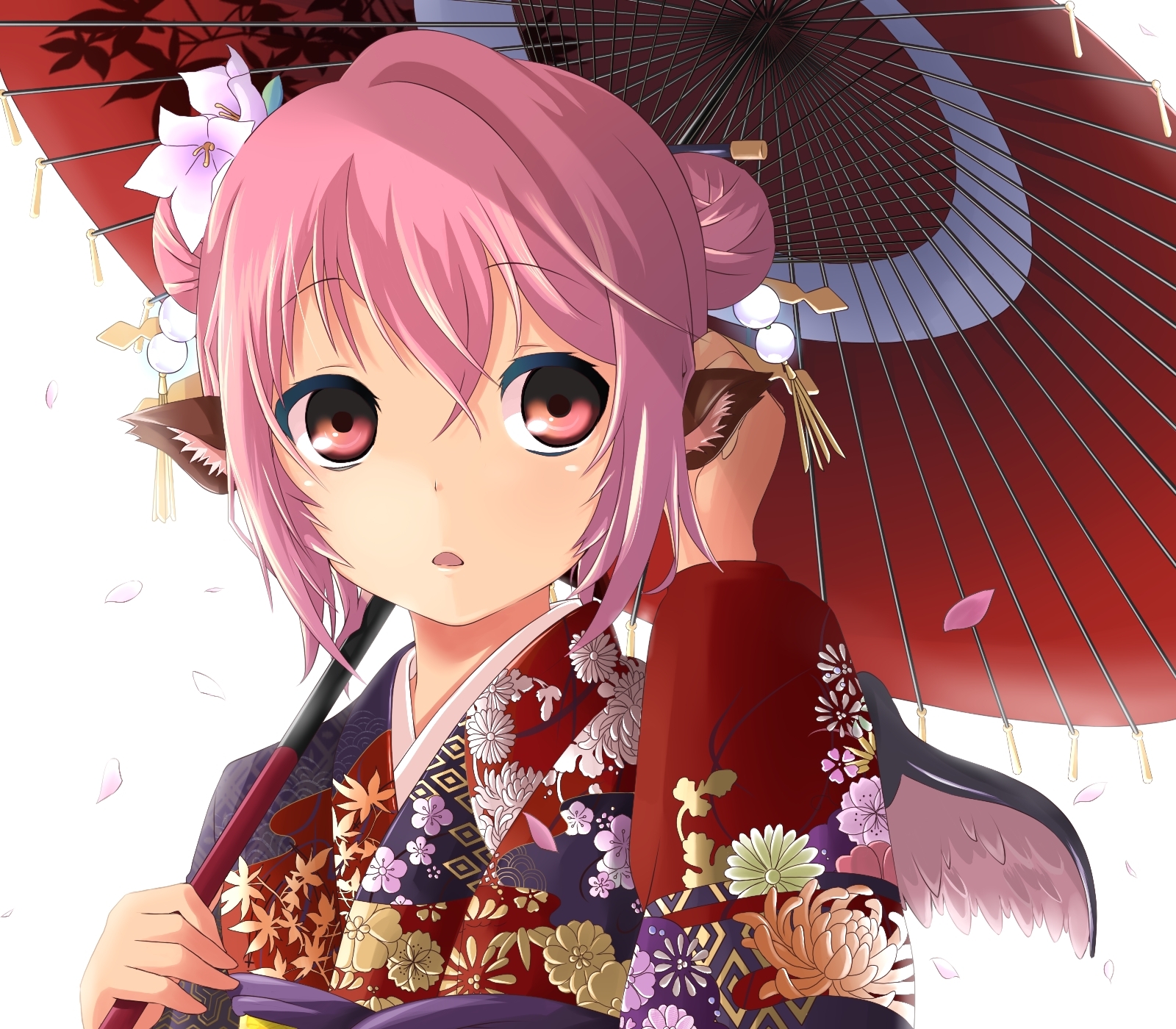 128790 Bild herunterladen anime, mädchen, regenschirm, kimono - Hintergrundbilder und Bildschirmschoner kostenlos