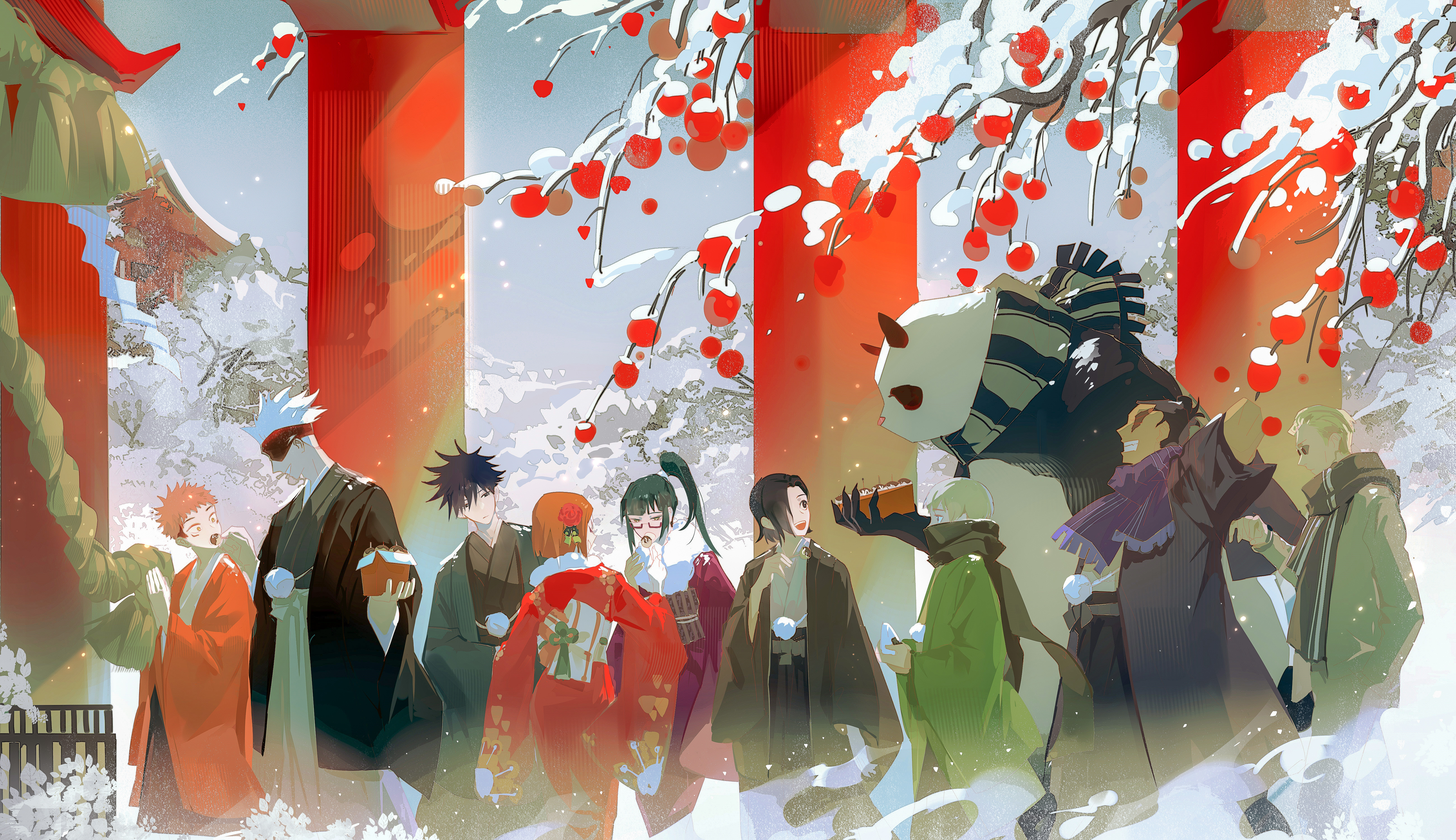 1060557 Hintergrundbild herunterladen animes, jujutsu kaisen, aoi todo, kento nanami, maki zenin, megumi fushiguro, nobara kugisaki, panda (jujutsu kaisen), satoru gojo, yuji itadori - Bildschirmschoner und Bilder kostenlos
