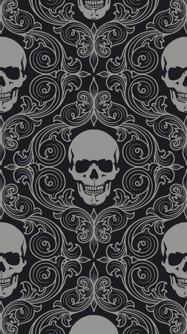 Download mobile wallpaper Dark, Pattern, Skull for free.