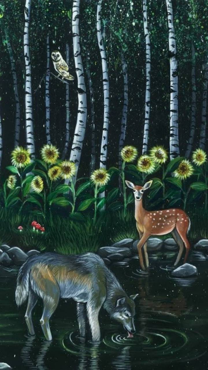 Download mobile wallpaper Fantasy, Forest, Animal, Sunflower, Fantasy Animals for free.