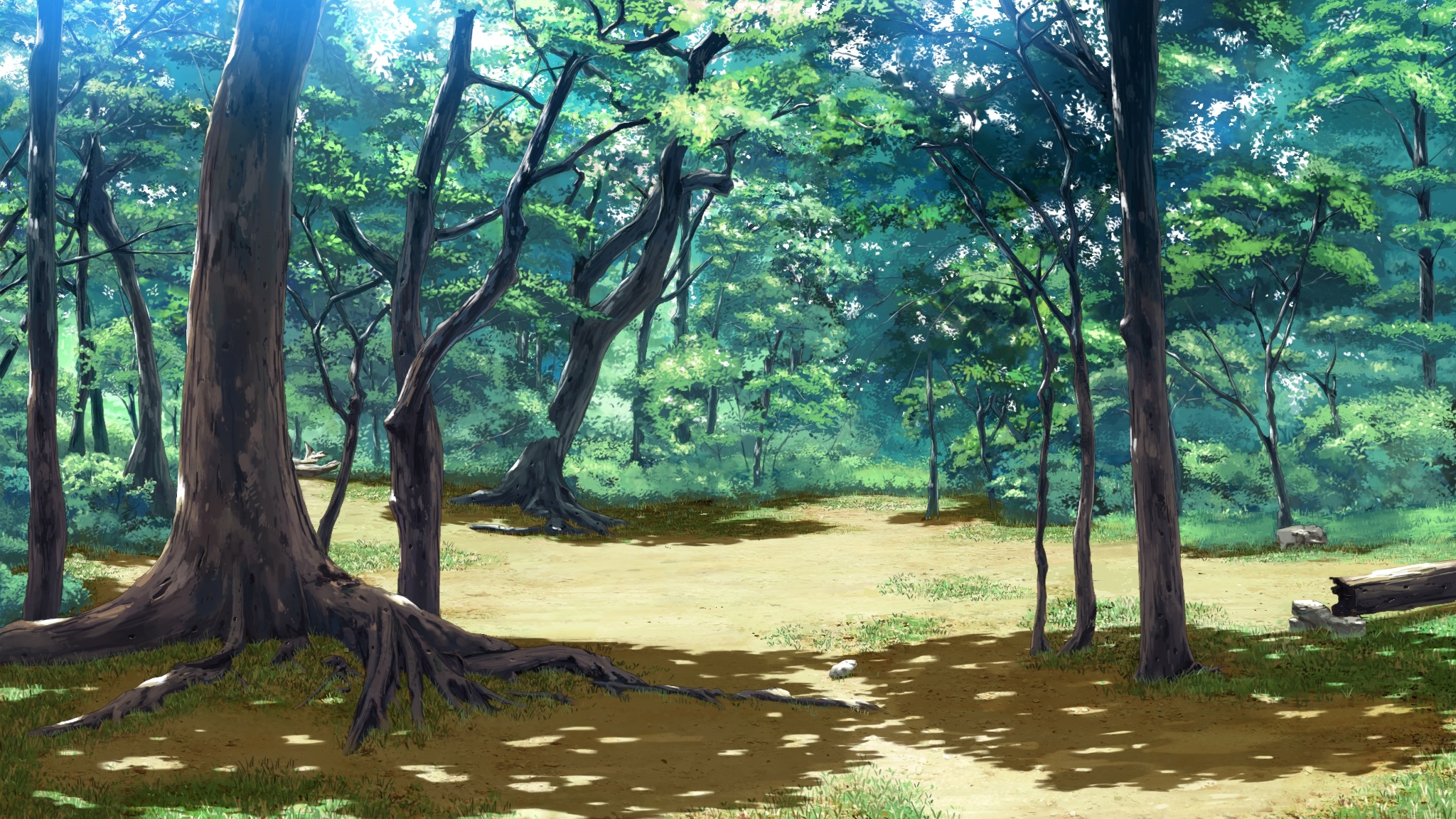 790890 скачать обои аниме, лес призраков, пейзаж, дерево - заставки и картинки бесплатно