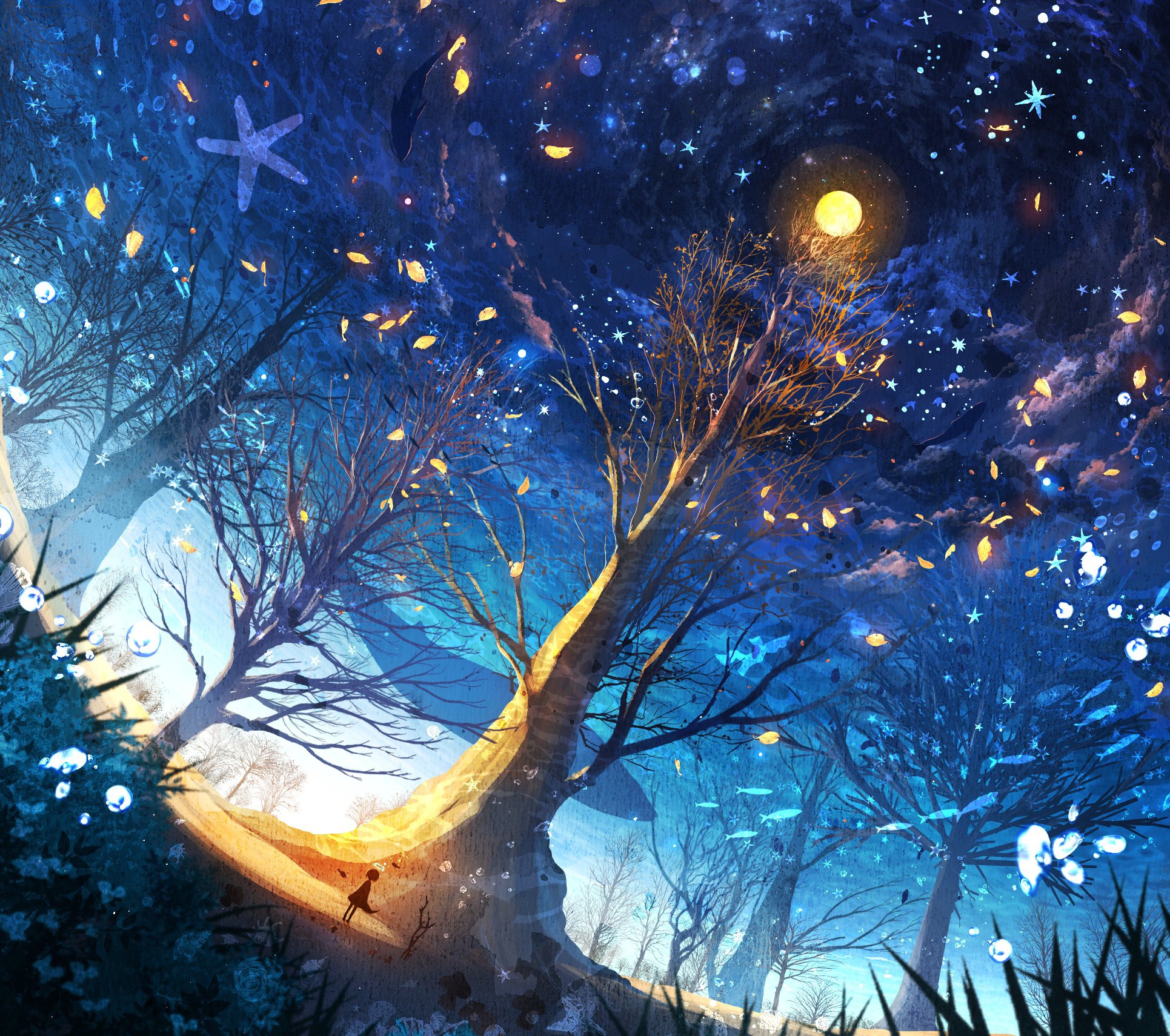 Free download wallpaper Anime, Sky, Tree on your PC desktop