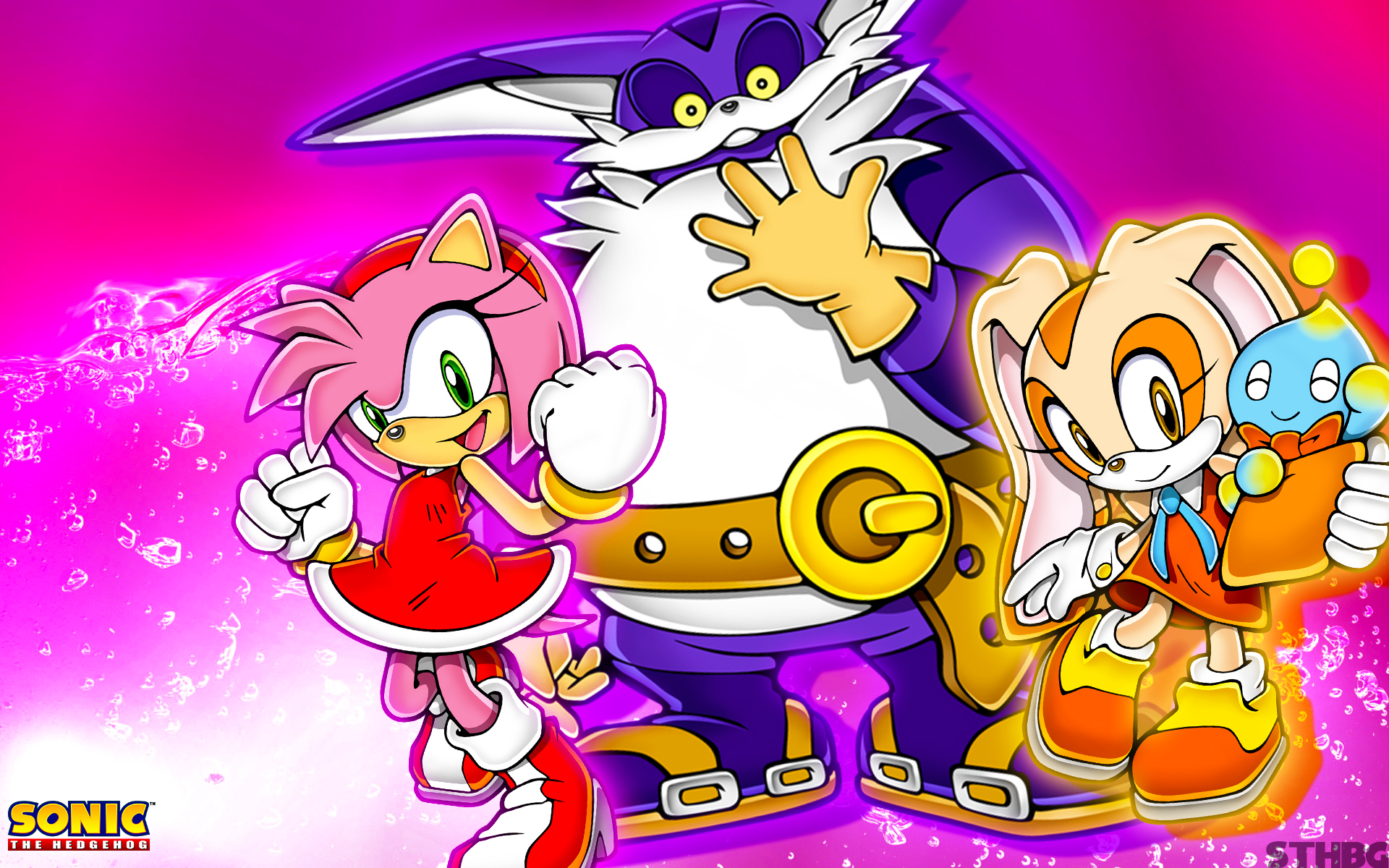 video game, sonic heroes, amy rose, big the cat, cheese the chao, cream the rabbit, sonic